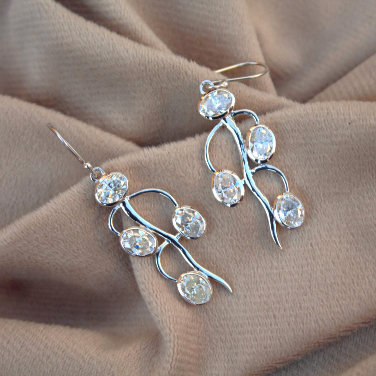 Drop & Dangle Earrings, 925 Silver Moissanite Earring for Women, Bezel Setting Silver Earrings, Victorian Look Silver Earring for Girlfriend