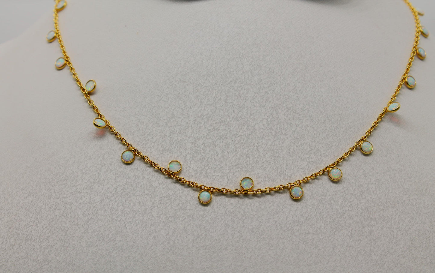 Opal Charm Necklace For Gift, Dainty Opal Jewelry, October Birthstone Necklace, 925 Sterling Silver Necklace for Wife, Opal Charm Necklace