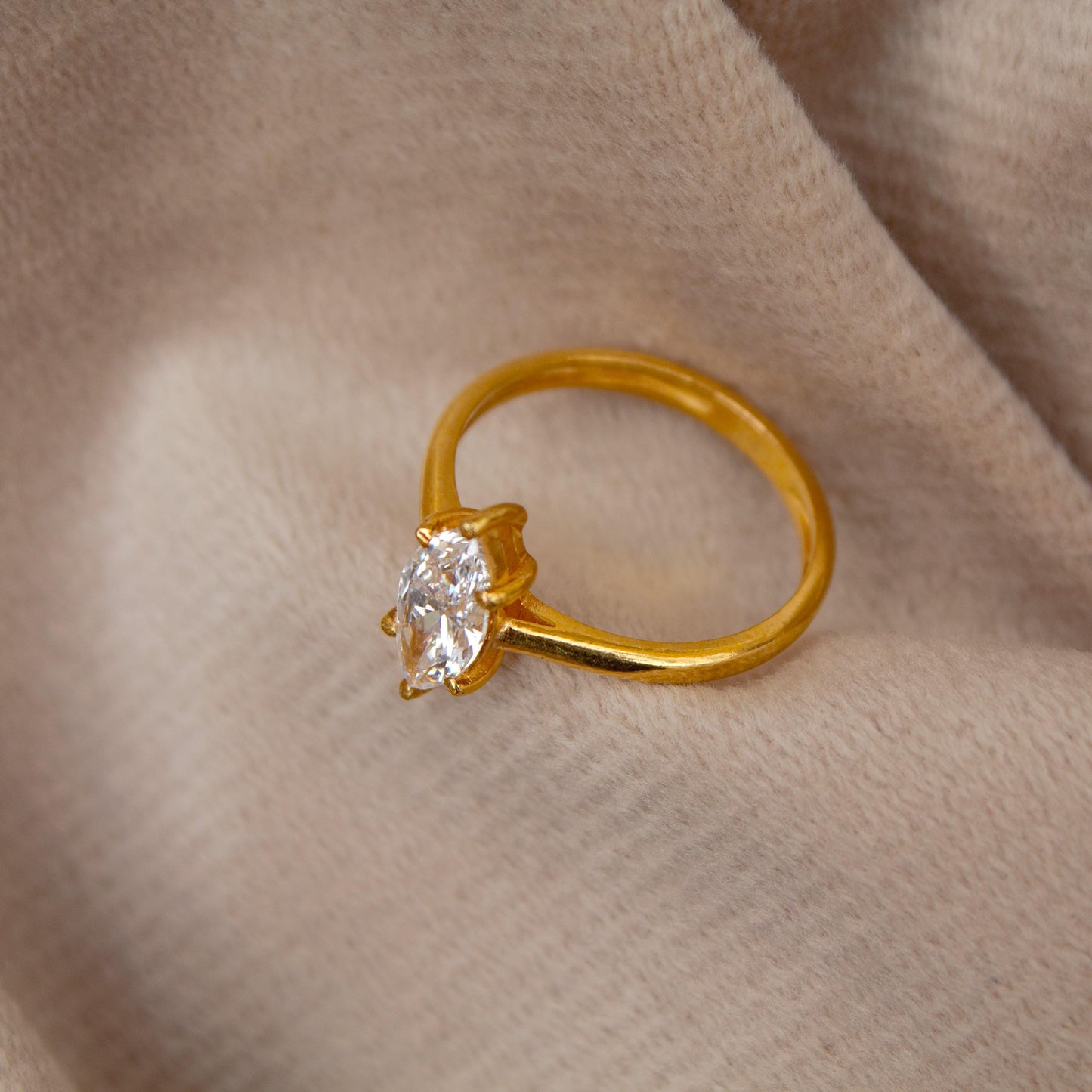 14K Solid Yellow Gold Lab Diamond Ring, 5.5 US Lab Grown Diamond Ring For Gift, Single Diamond Six Prong Setting Lab Diamond Ring For Wife