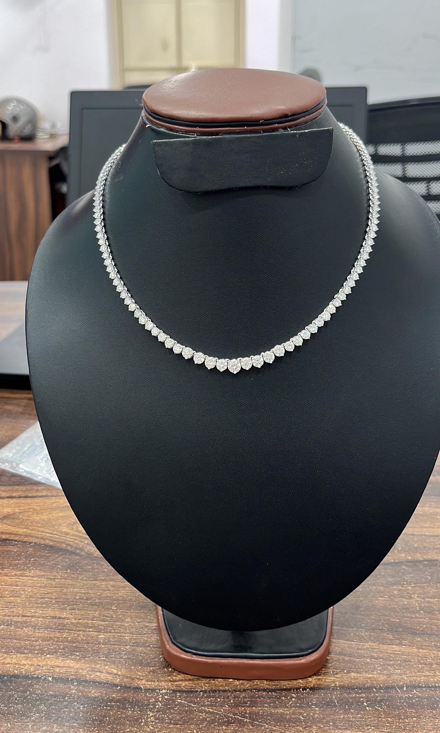 Moissanite Tennis Necklace, 16-20 inch Moissanite Graduation Necklace, Infinity Necklace, 3 Prong Graduated Necklace, Wedding Gift for Bride