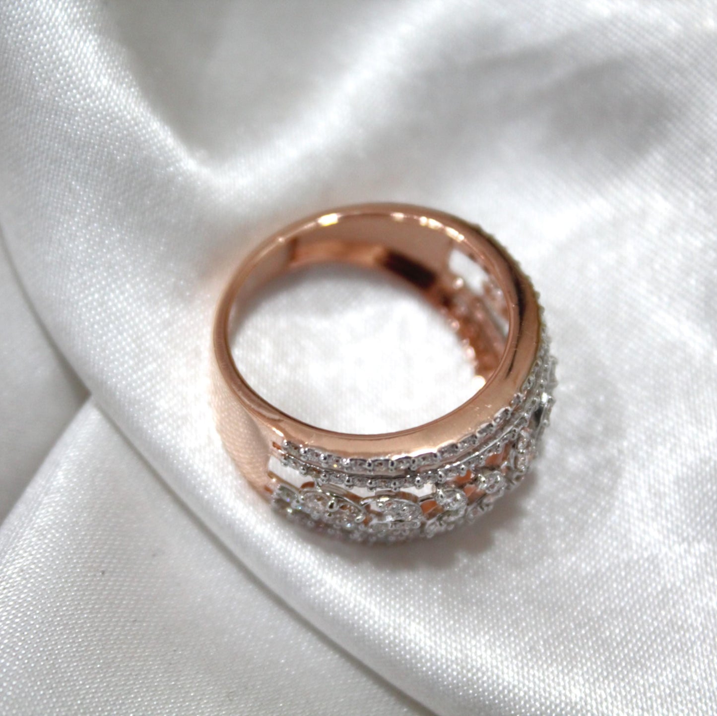 Gold Ring with Tiny Natural Diamond, Shine Pave Diamonds Everyday Wear Engagement Ring for Her, Timeless Gold Band with Genuine Mele Diamond