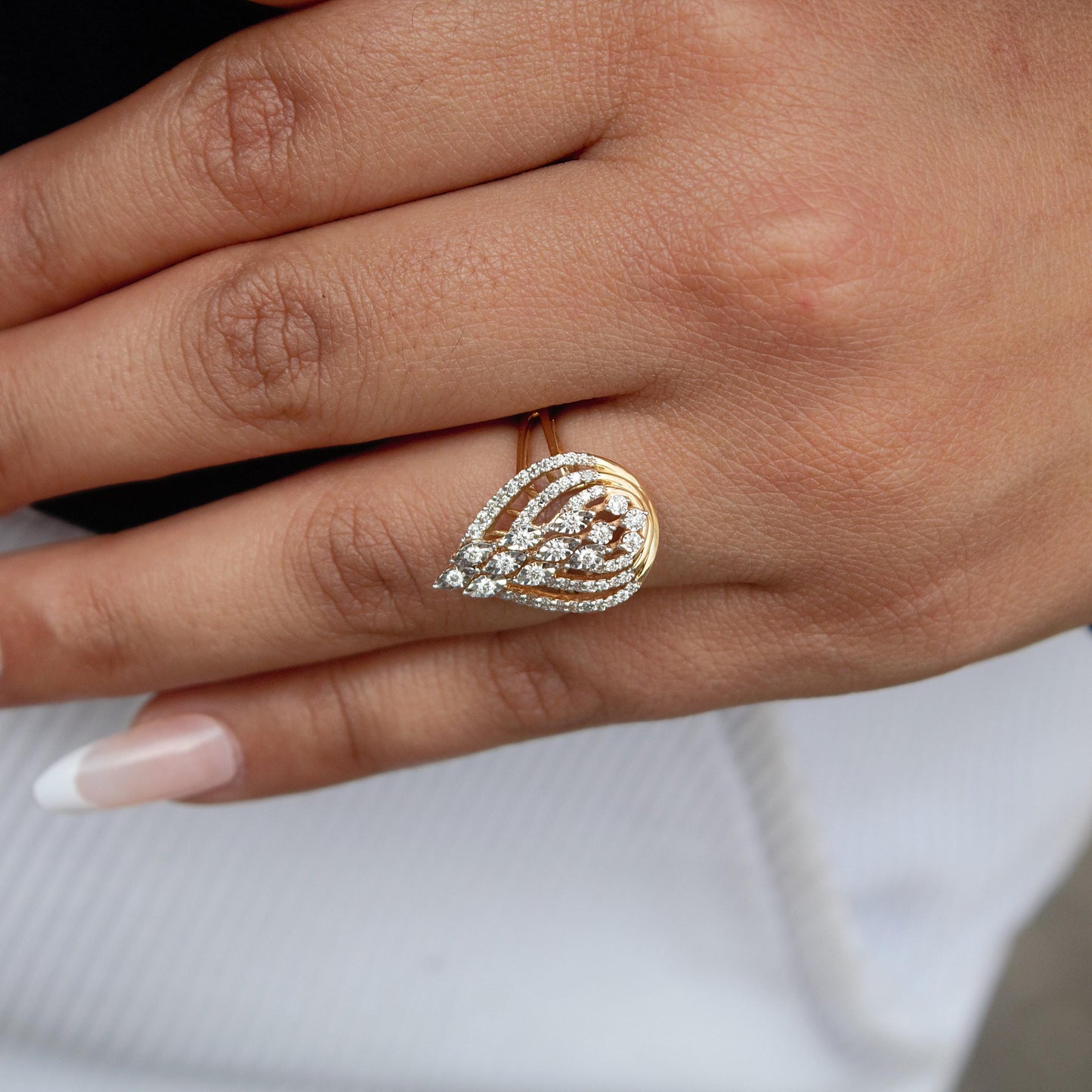 18k Solid Gold Jewelry, 4 US Gold Engagement Ring, Victorian Style Natural Diamond Ring, Natural Diamond Real Gold Ring, Real Gold Ring