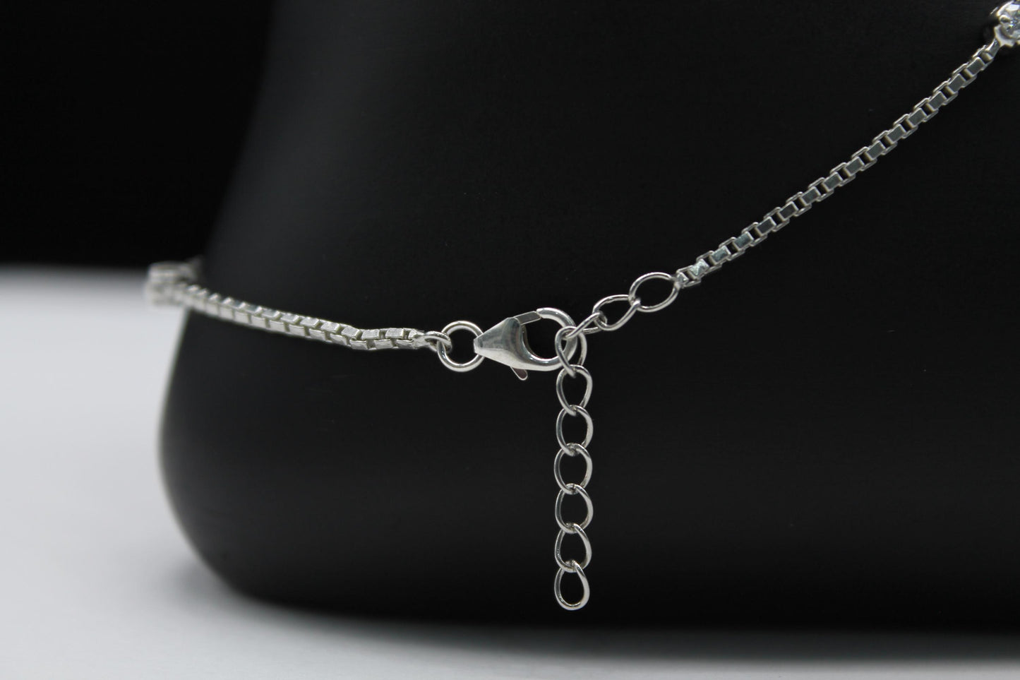 925 Sterling Silver Minimalist Anklets, Designer Moissanite Silver Jewelry, Prong Setting Moissanite Anklet, Anniversary Gift for Wife