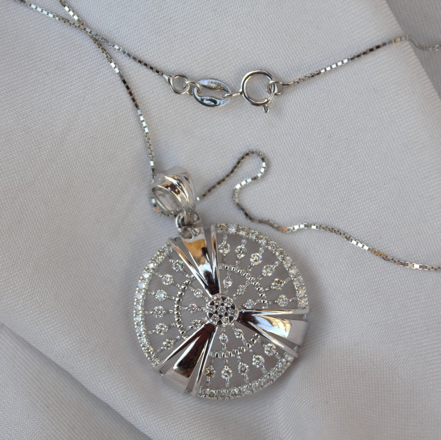 White Gold Cluster Pendant, Real Diamond 18K Gold Jewelry with IGI Certificate, Delicate Pendant With Chain Necklace for Birthday Gift