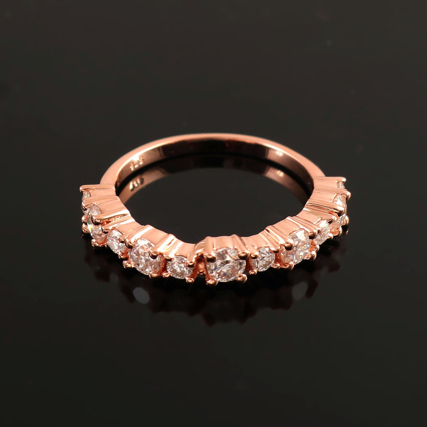 Half Eternity Wedding Band, Lab Grown Diamond Band, Gold Ring, Eternity Pave Diamond Band, Stacking Moissanite Band, Bridal Engagement Ring