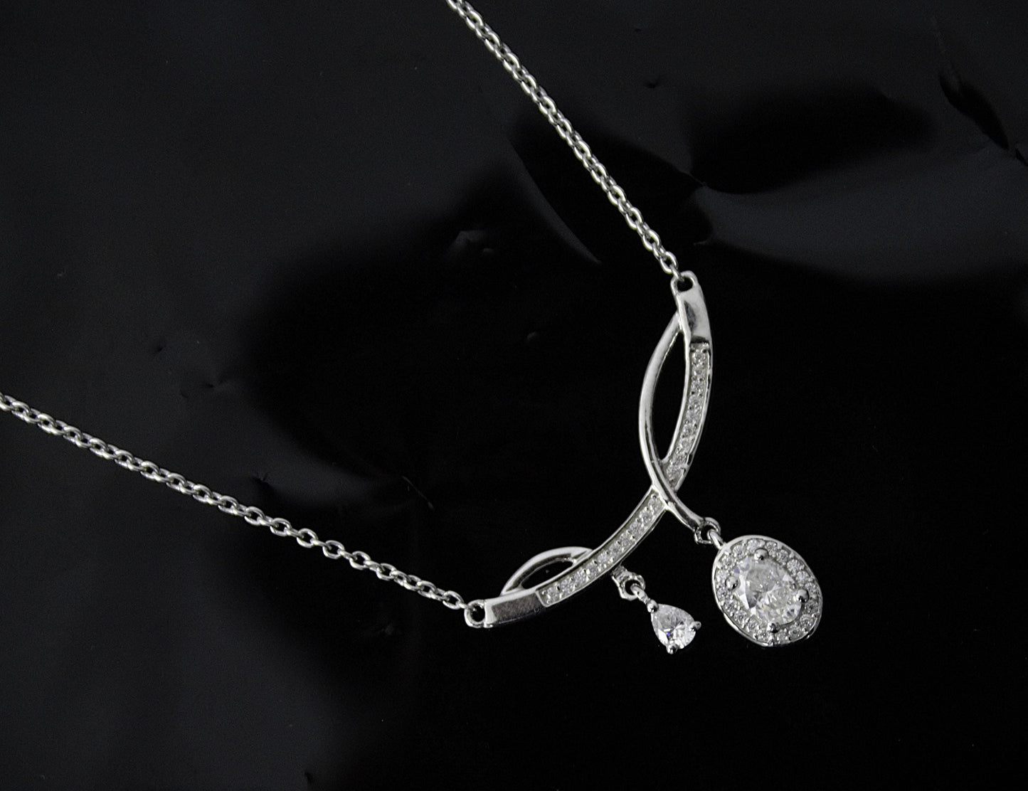 Statement Moissanite Silver Necklace, 925 Sterling Silver Chain Necklace, Lightweight Travel Jewelry, Dainty Silver Necklace Gift for Women