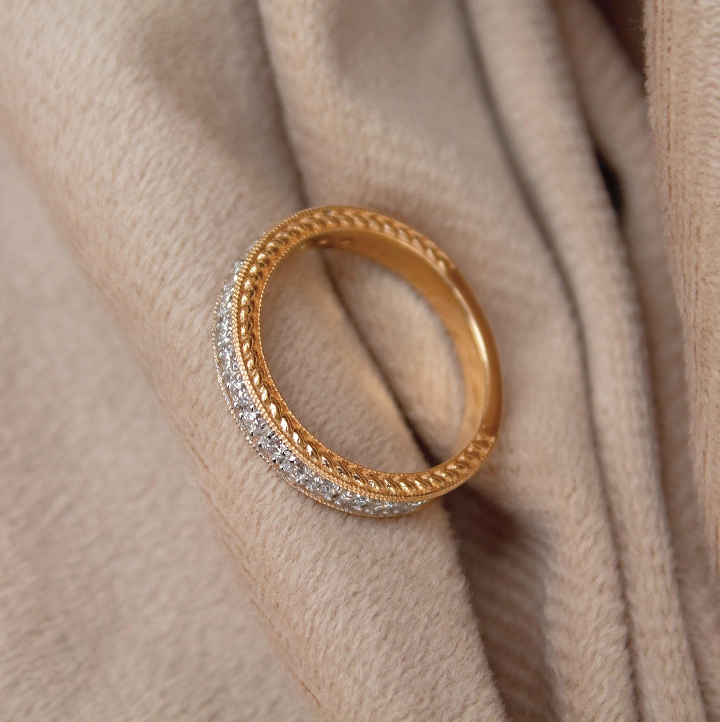 14k Solid Gold Half Eternity Band, Lab Grown Diamond Wedding Ring, US 7 Stackable Halfway Ring, 50 Pointer Diamond Gold Band Gift for Women