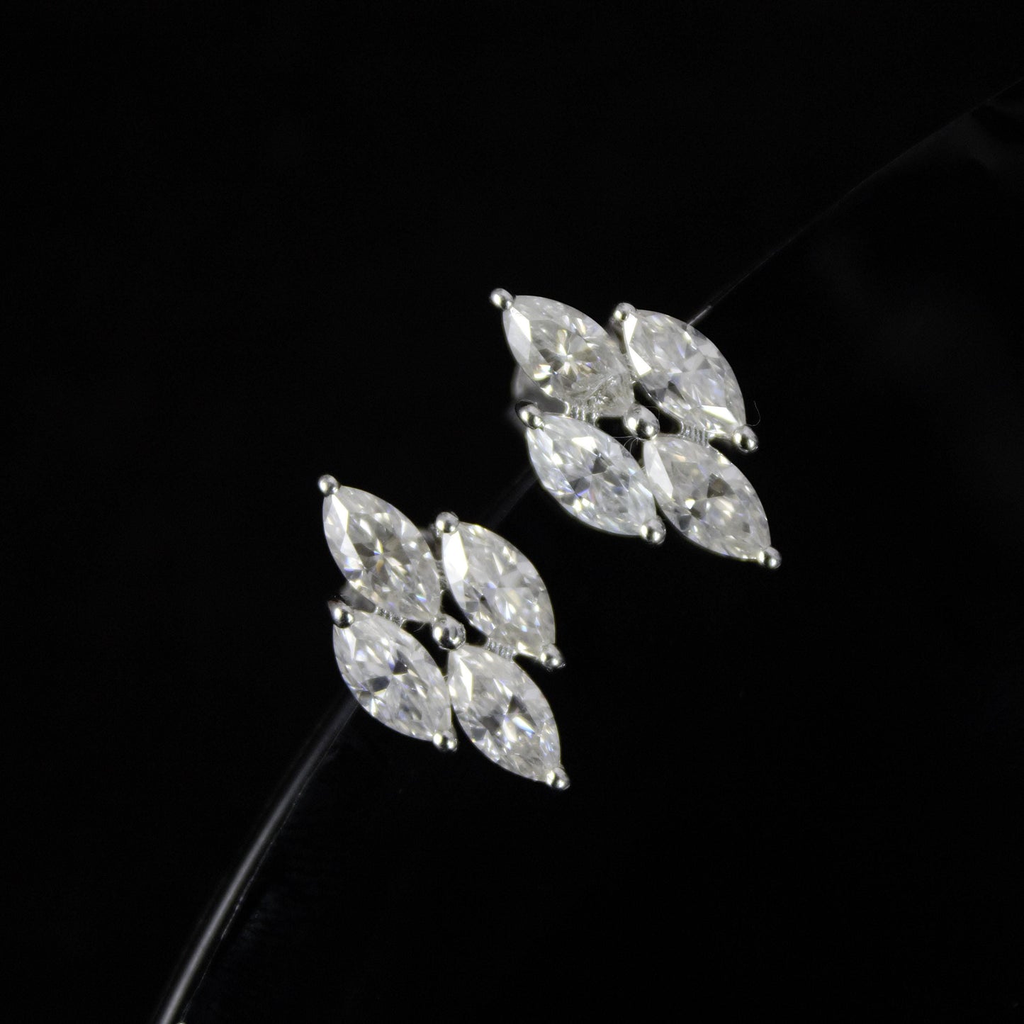 925 Sterling Silver Stud Earrings, Marquise Cut Stud Earrings, Moissanite Dainty Earrings, Silver Minimalist Jewelry, Ready To Ship Jewelry