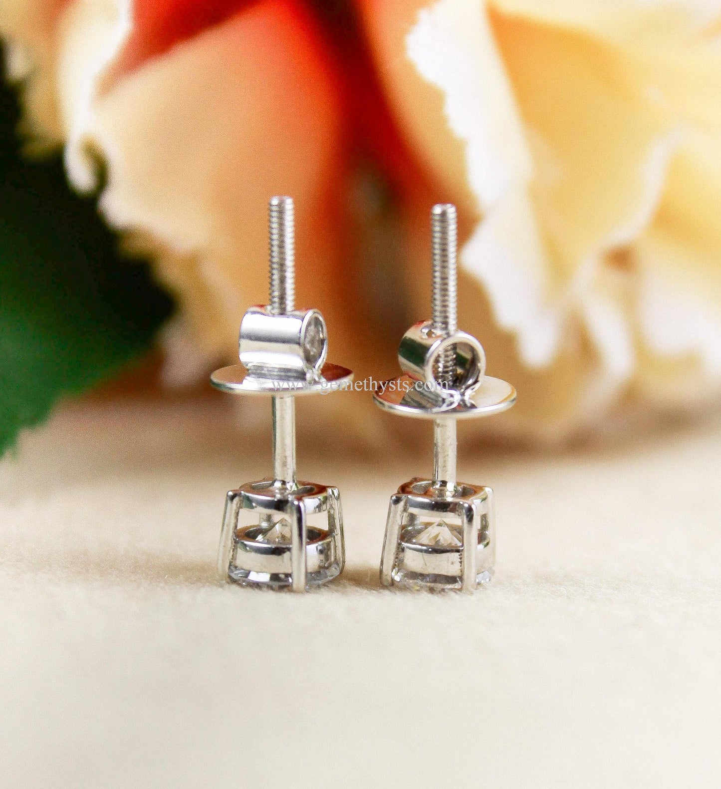 1 Carat Lab Grown Diamond Stud Earrings, 14k Solid Gold Stud Earrings, Everyday Lightweight Jewelry for Women, Solitaire Round Stud Earrings