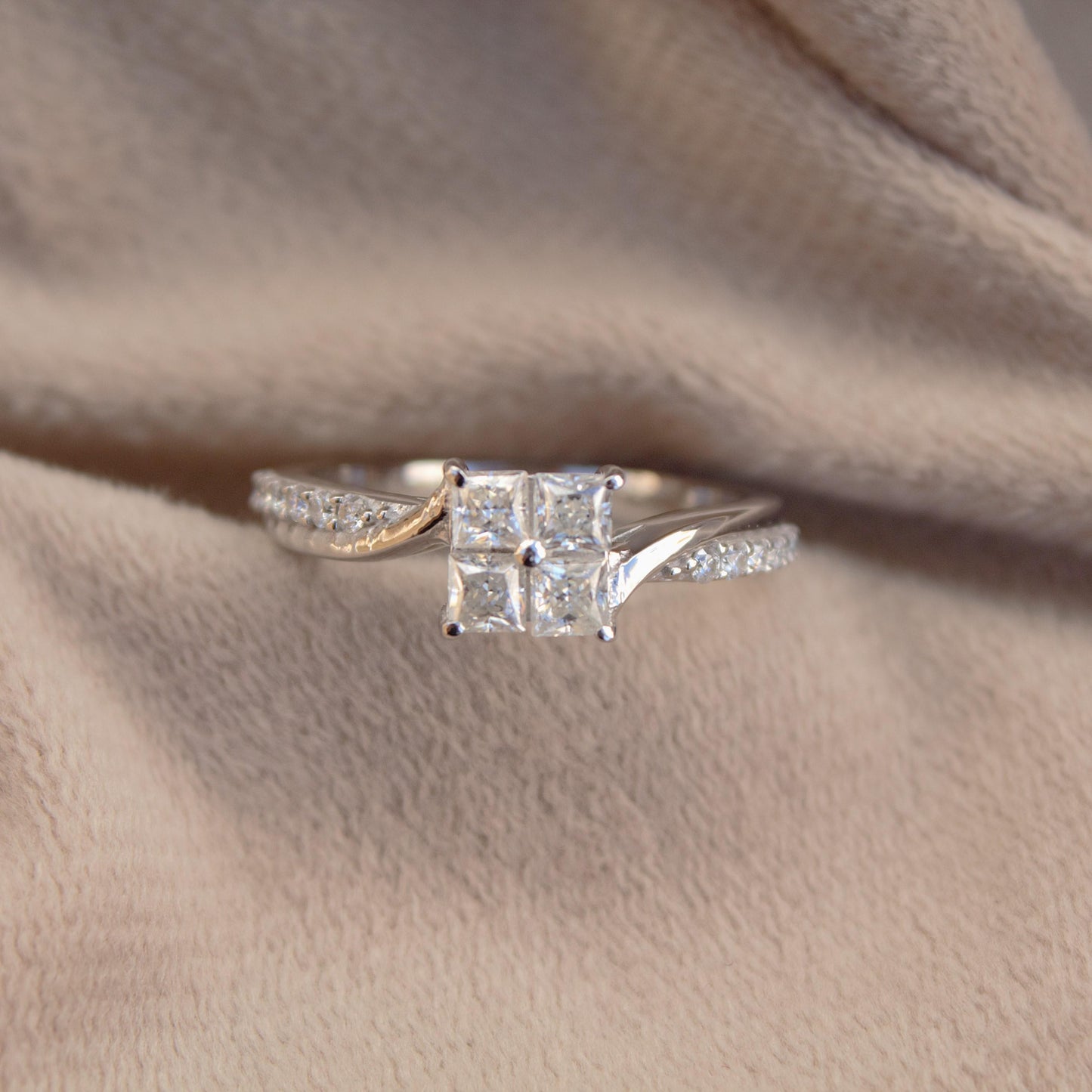 Princess Cut Moissanite Engagement Ring, 925 Sterling Silver Dainty Ring, Customize Ring for Women, Minimalist Prong Setting Ring for Her