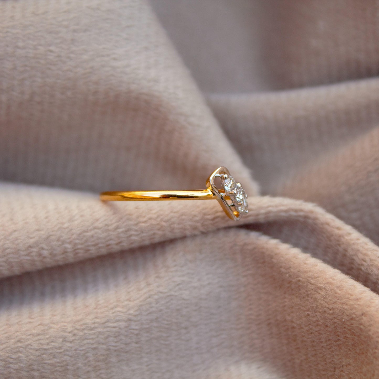 18K Solid Gold Dainty Ring, H-I Color SI Clarity Diamond Gold Ring, Natural Diamond Gold Jewelry, IGI Certified Gold Diamond Jewelry