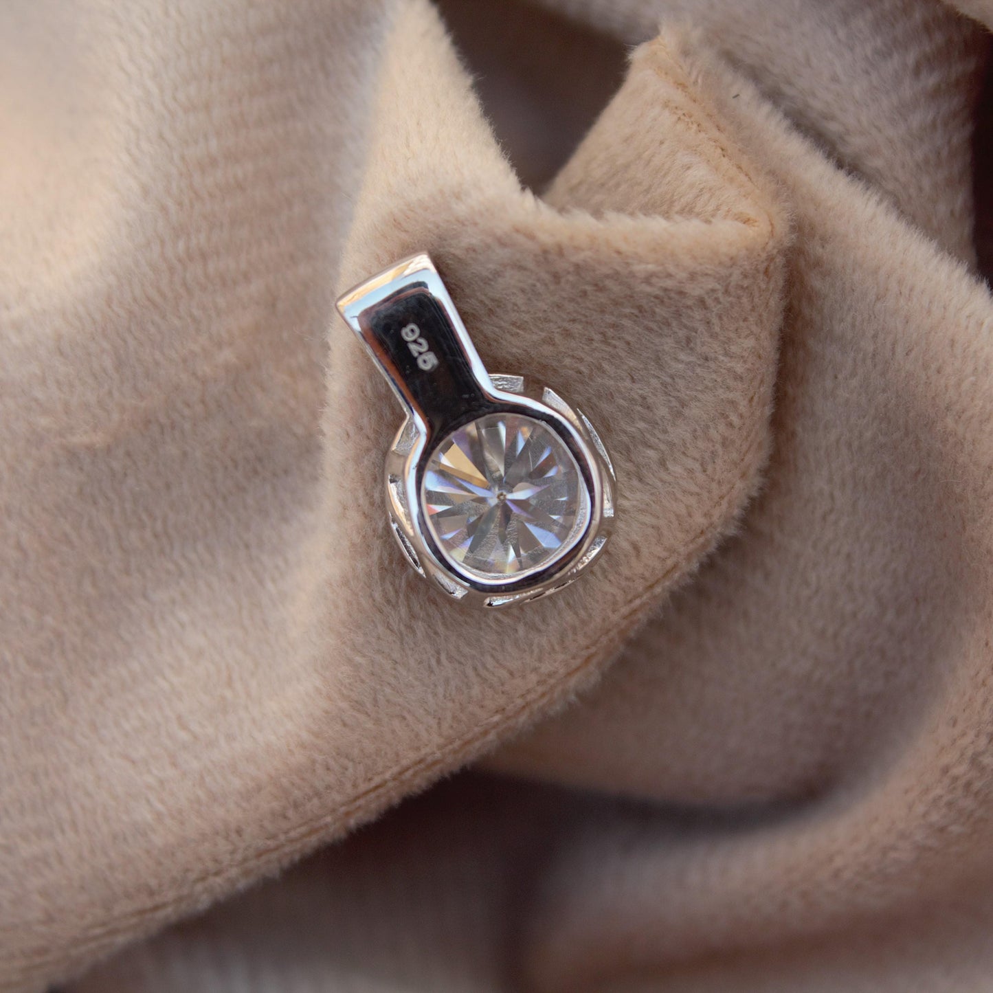 Round Cut Moissanite Solid Silver Pendant,925Sterling Silver Handmade Pendant, Statement Silver Jewelry for Men and Women, Pendant for Chain