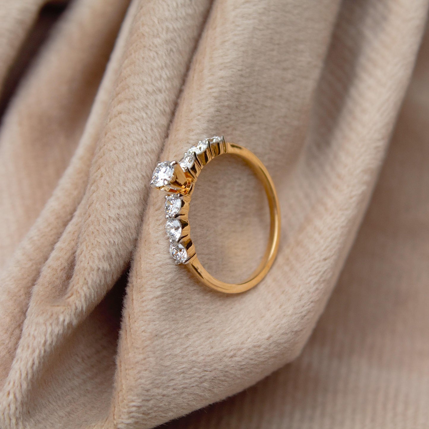 Lab Grown Diamond Minimalist Ring, US 7 Ring, 14K Yellow Gold Anniversary Ring, Stackable Ring for Women, Real Gold Jewelry, Ready to Ship