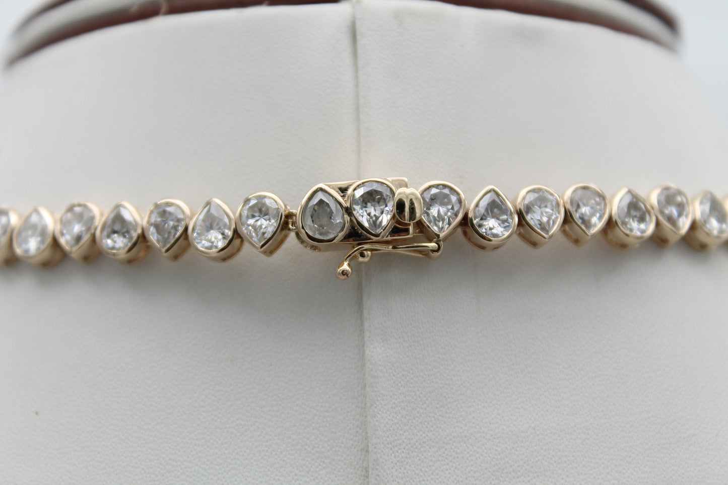 Genuine Moissanite Tennis Necklace, Elegant Designer Necklace, Infinity Solitaire Necklace, 18K Gold Necklace, Pear Moissanite Necklace