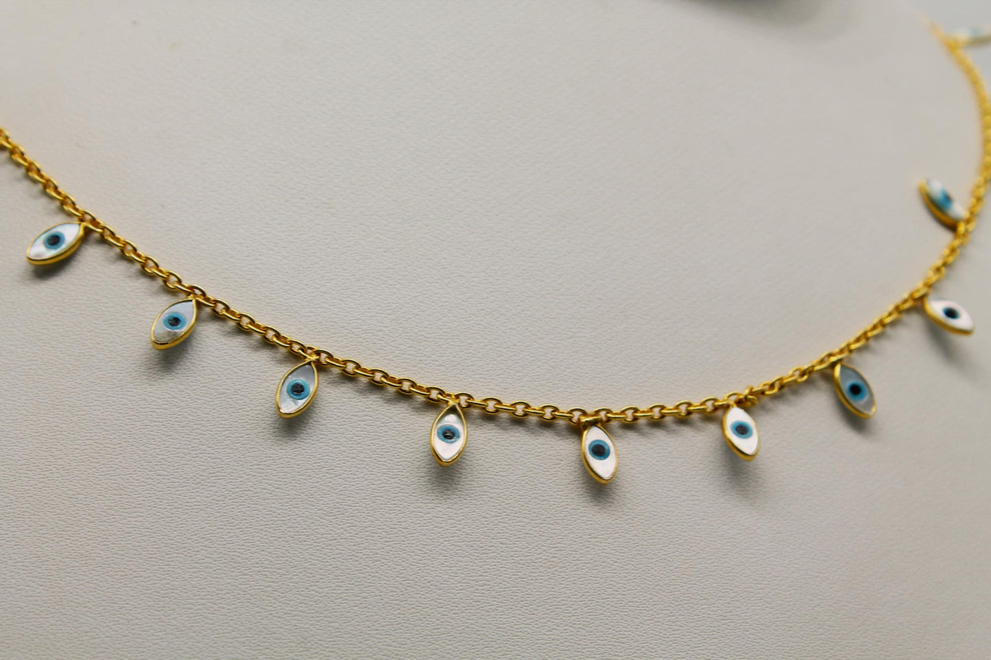 925 Silver Evil Eye Necklace, Silver Minimalist Necklace, Charm Necklace for Women, Handmade Dainty Necklace, Protection Necklace Gifts