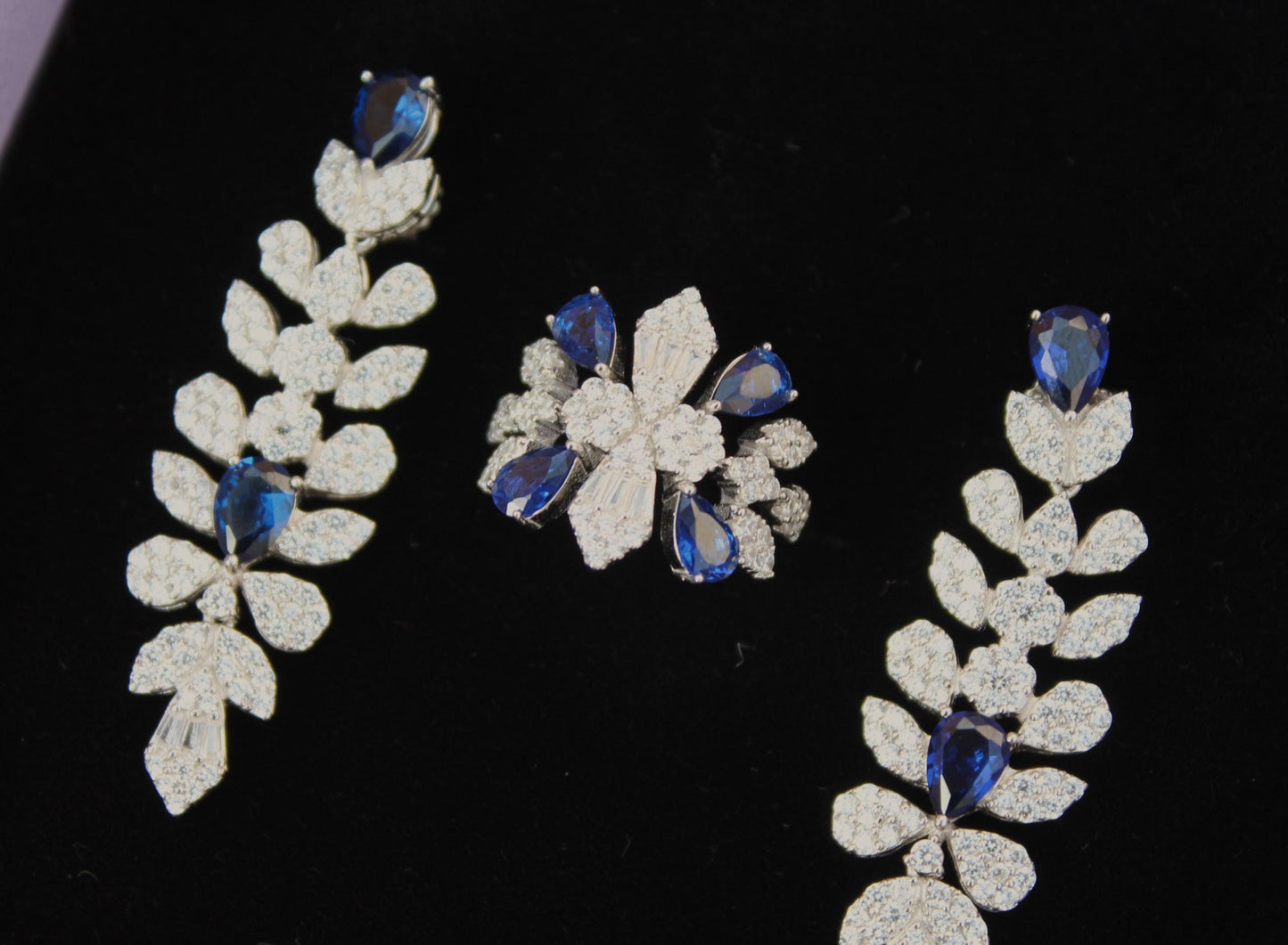 Gold diamond necklace set - HIJ - VS-SI - 14k gold - Natural sapphire - Made to order - Diamond ring - Diamond bracelet - Diamond necklace