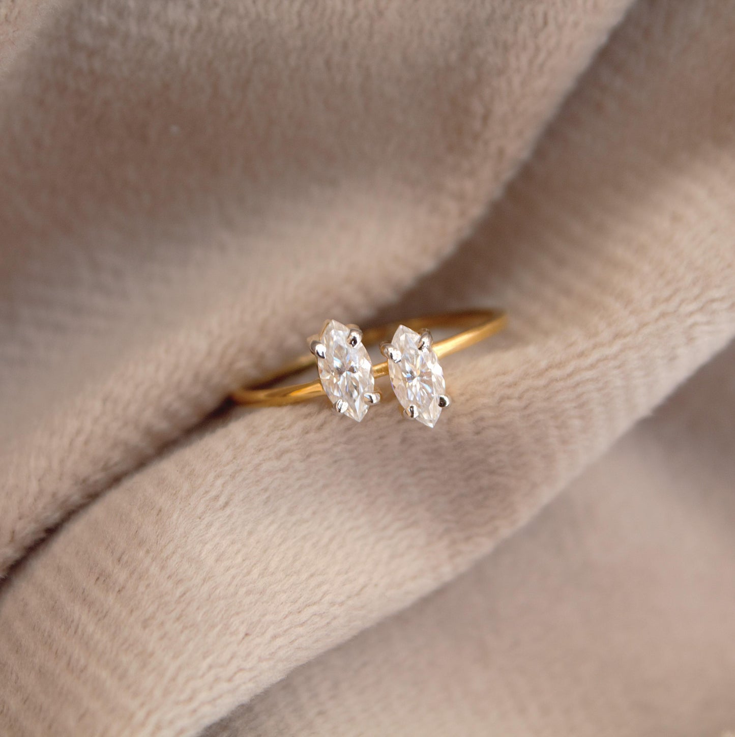 6X3 MM Marquise Cut Ring, Lightweight Travel Gold Ring, 1 Gram Moissanite Gold Ring, 18K Solid Gold Jewelry, Graduation Gift For Daughter