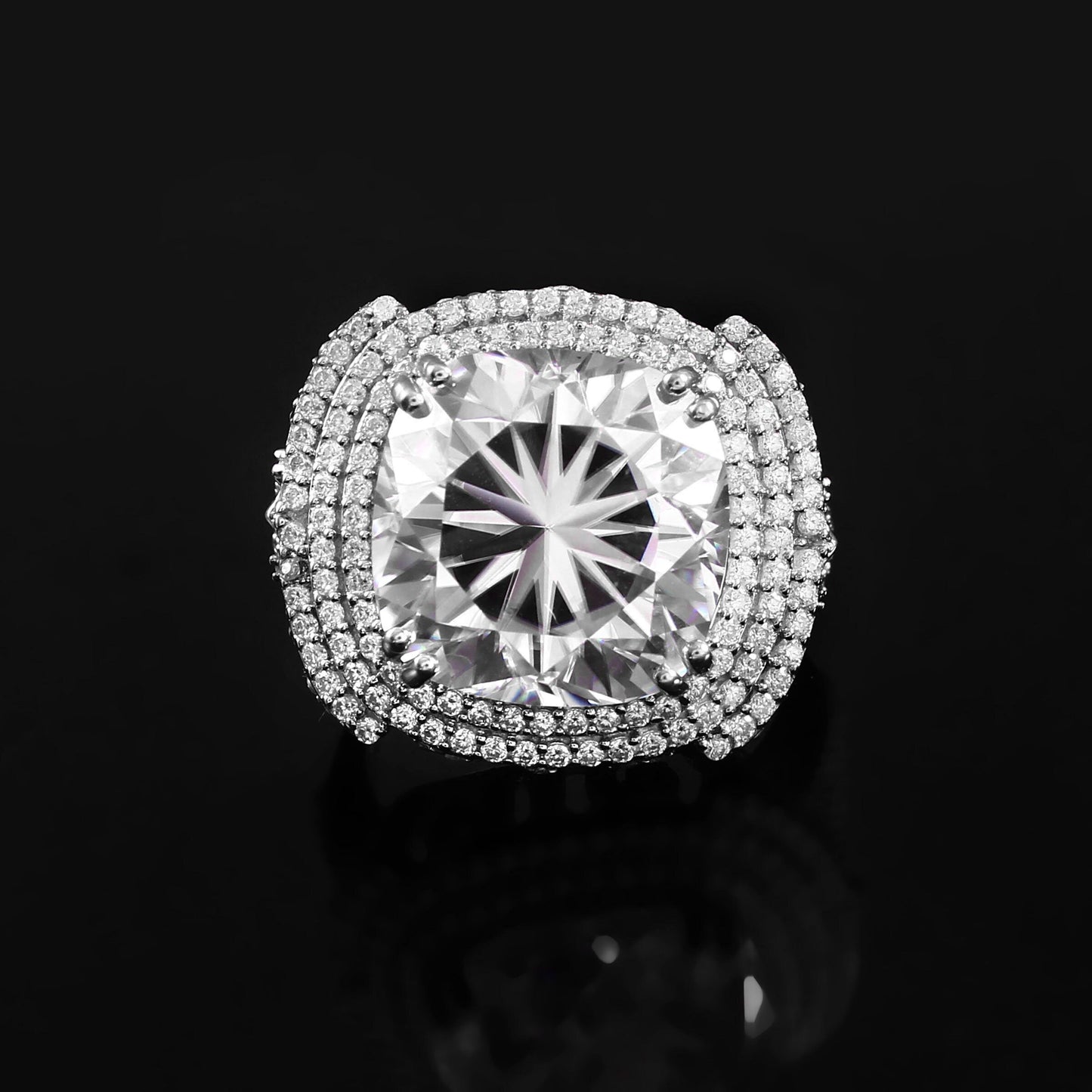 IGI Certification Available, CVD Lab Grown Diamond Ring, Classic 4 Prong Solitaire Ring, Cushion Cut Ring, Designer Halo Ring for Women