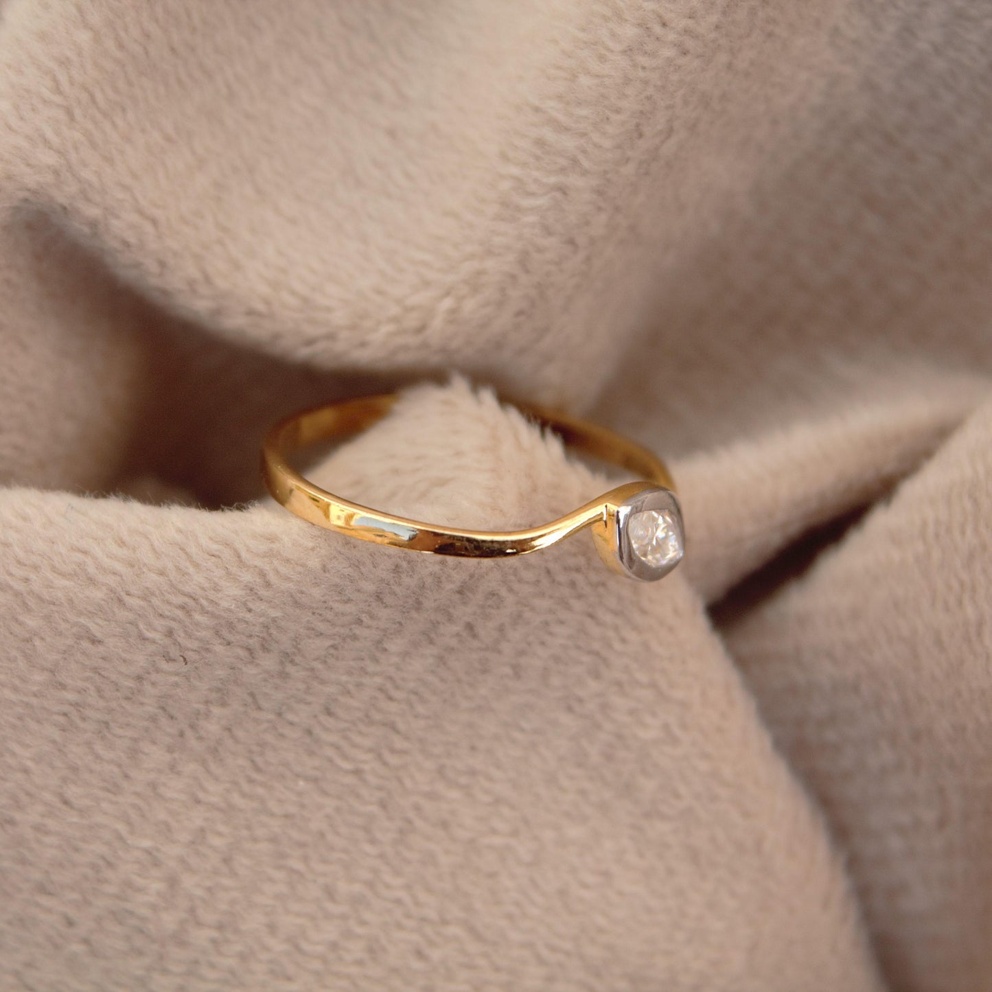 Marquise Cut Solitaire Ring, 18K Gold 1 Gram Moissanite Ring, Tiny Gold Moissanite Ring, Ideal Gift for Her, Bezel Setting Single Stone Ring