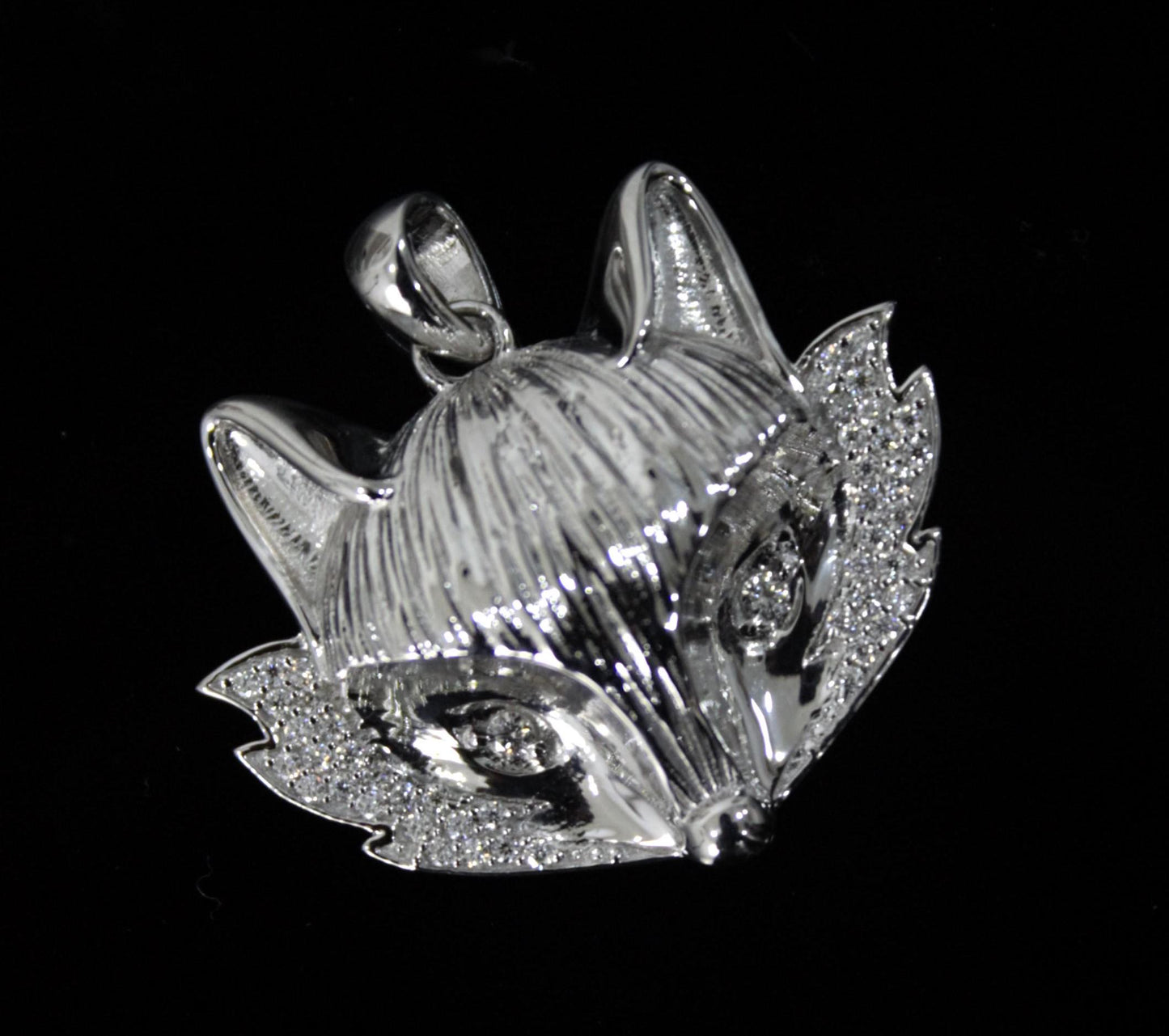 Sterling Silver Fox Charm Pendant, Statement Moissanite 925 Silver Pendant, Animal Face Pendant for Men and Women, Animal Lover Jewelry