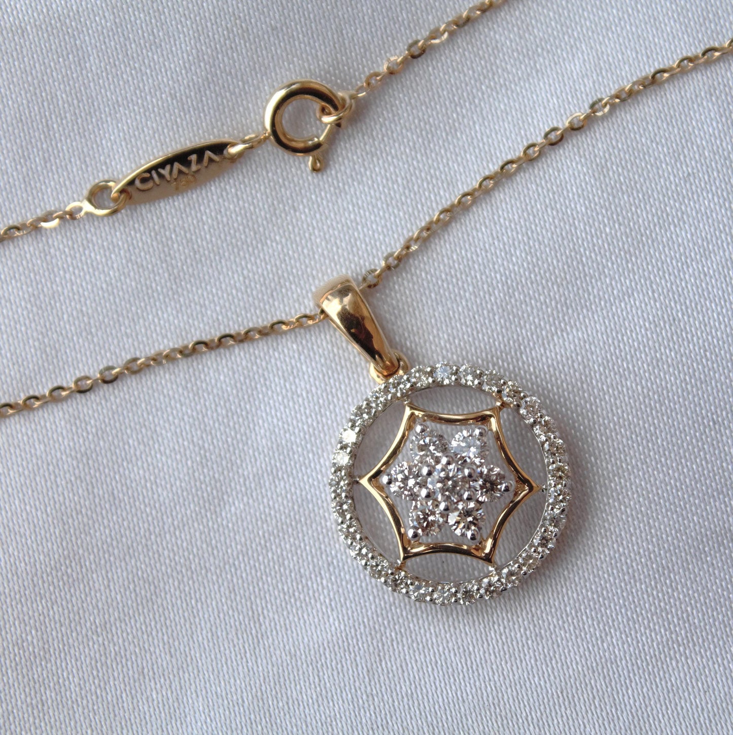 Lightweight Pendant with Chain, IGI Certified Diamond Jewelry, Star Shape Diamond Pendant, Yellow Gold Diamond Pendant Gift for Daughter