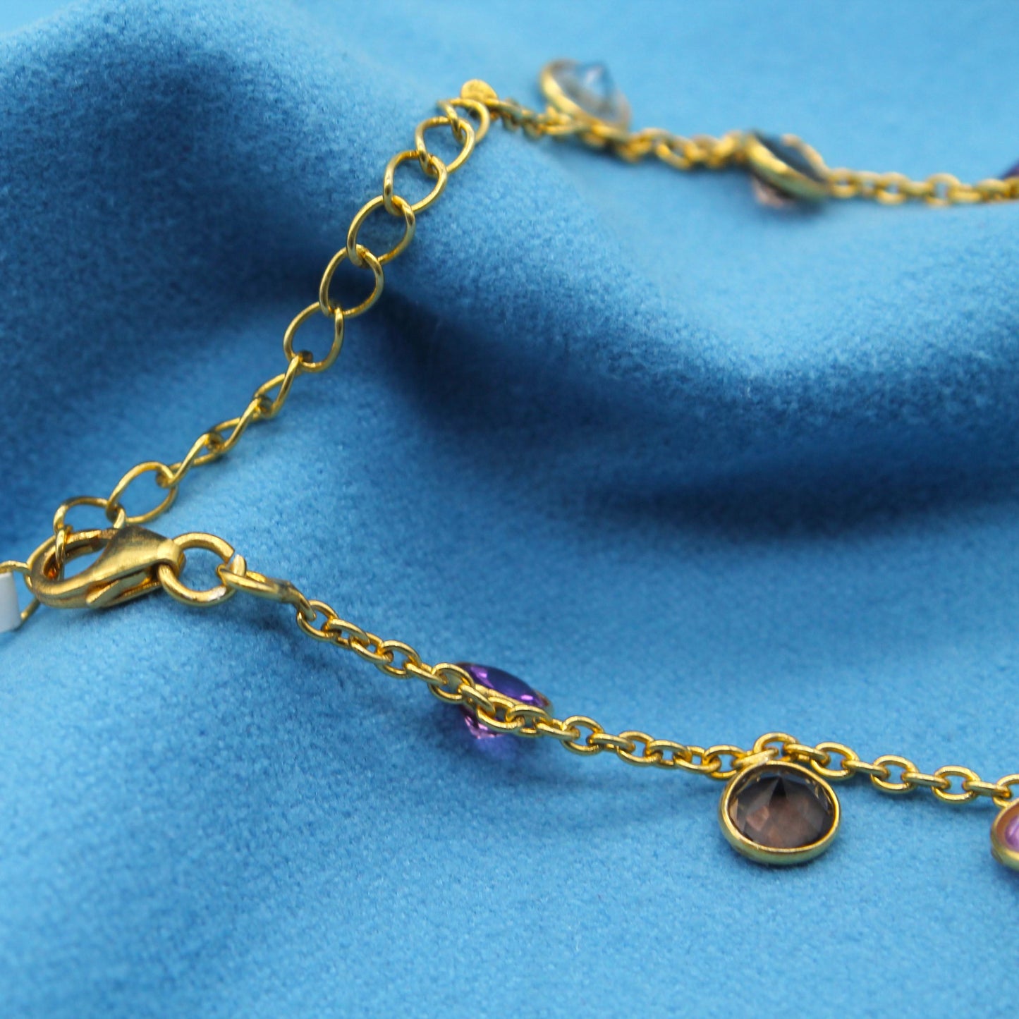 Multi Sapphire Bracelet and Necklace Set, 925 Sterling Silver Jewelry, Lab Made Sapphire Jewelry, Handmade Dainty Necklace, Gift for Wife