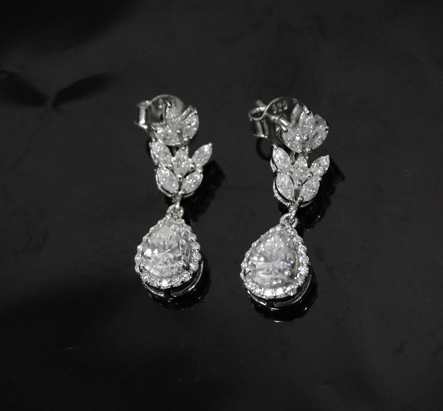 Colorless Moissanite Drop Earrings, 925 Sterling Silver Push Back Earrings, Earrings for Bride, Silver Wedding Jewelry, Perfect Gift for Her