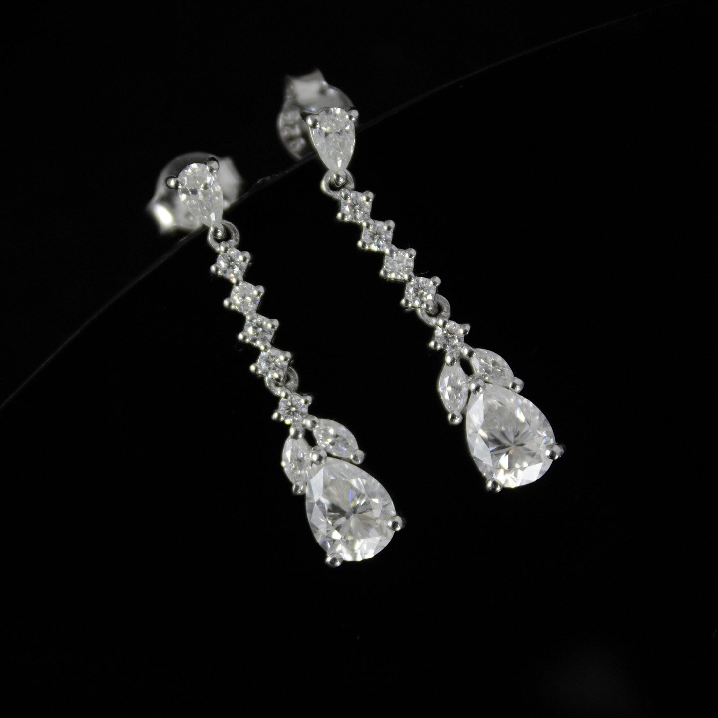 Drop and Dangle Moissanite Silver Earrings, 925 Sterling Silver Long Dangle Earrings for Women, Moissanite Jewelry, Propose Gift for Her