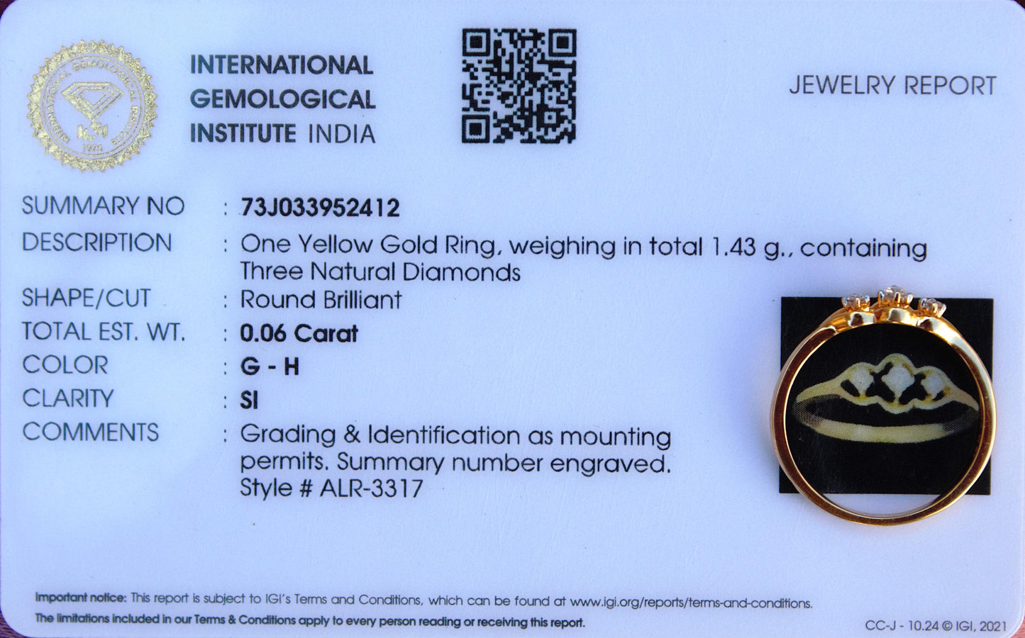 Three Stone Diamond Ring, 1.43 Gm Diamond Gold Ring, 18K Dainty Yellow Gold Jewelry, IGI Certified Natural Diamond Gold Ring Gift for Wife