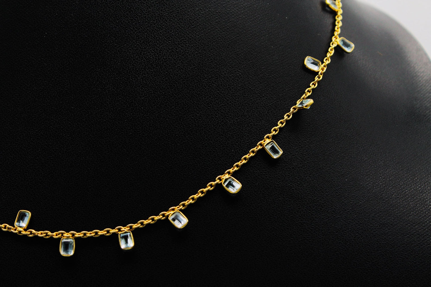 Natural Blue Topaz Necklace, Minimalist Necklace, 925 Sterling Silver Chain Necklace, Blue Gemstone Charm Necklace, Silver Necklace For Gift