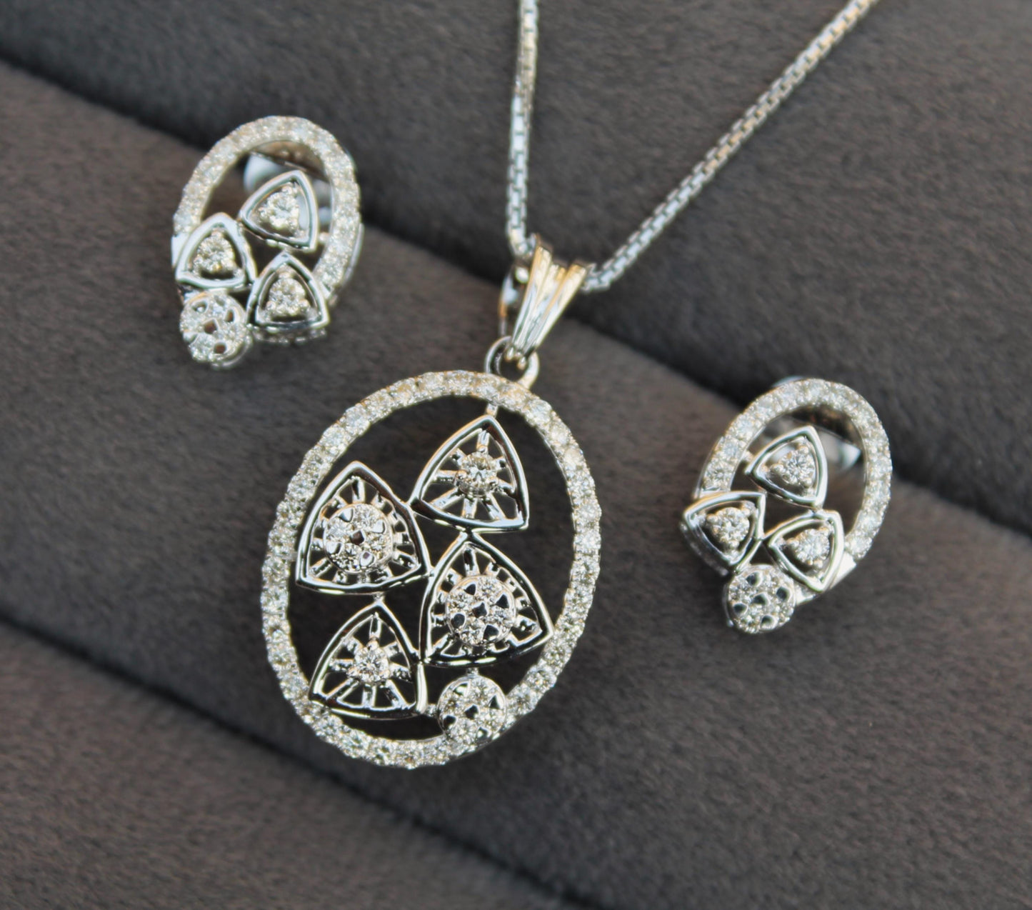 Solid Gold Earring Necklace Set, 18K Gold Diamond Necklace Set, IGI Certified Diamond Jewelry, Natural VS - SI Diamond Designer Jewelry Set