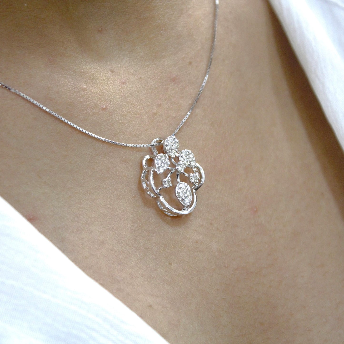 Natural Diamond Jewelry Set in Solid 18k Gold, Designer Pendant Necklace with Stud Earrings, IGI Certified Jewelry, White Gold Jewelry Gift