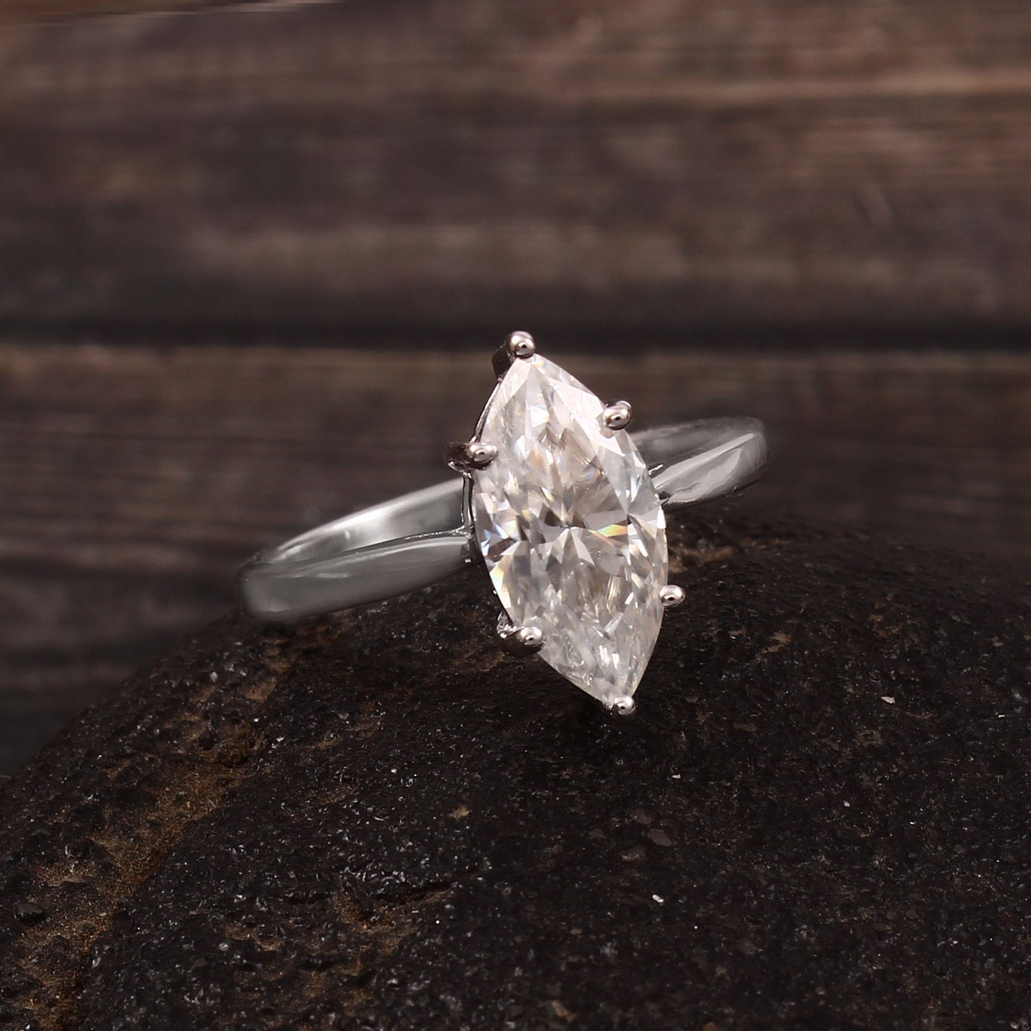 6 X 12 MM Marquise Gold Ring\ Designer Ethical Jewelry\ 10KT 14KT 18KT Gold Moissanite Ring\ Brilliant Cut Marquise Ring\ Gold Ring For Her