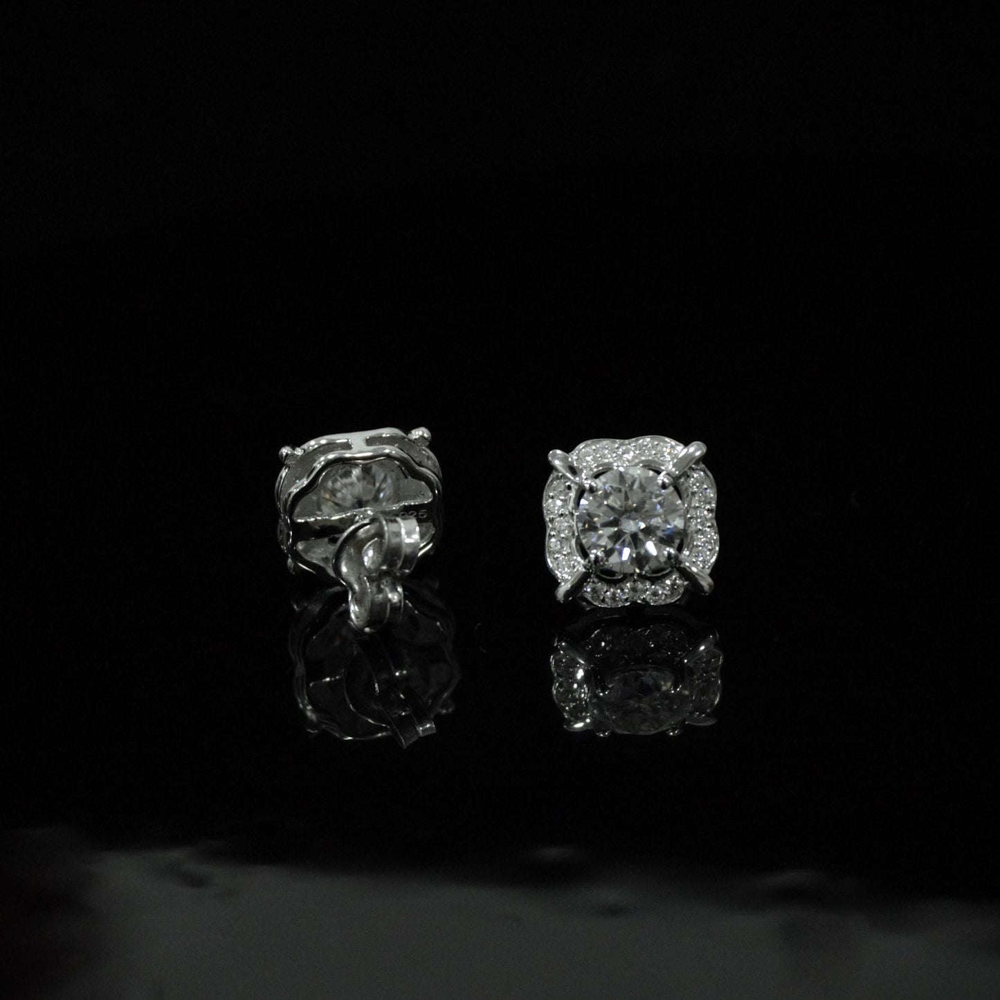 925 Sterling Silver Moissanite Round Cut Earrings, Silver Women's Stud Earrings for Wedding, Minimalist Stud Earrings Valentines Day Gift