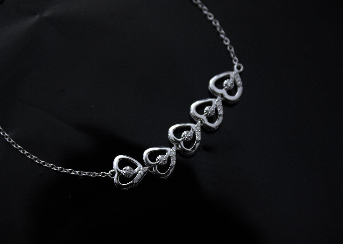 Heart Shape Moissanite Bracelet, 925 Sterling Silver Bracelet for Her, Link Chain Silver Heart Bracelet, Perfect Gift for Valentines Day