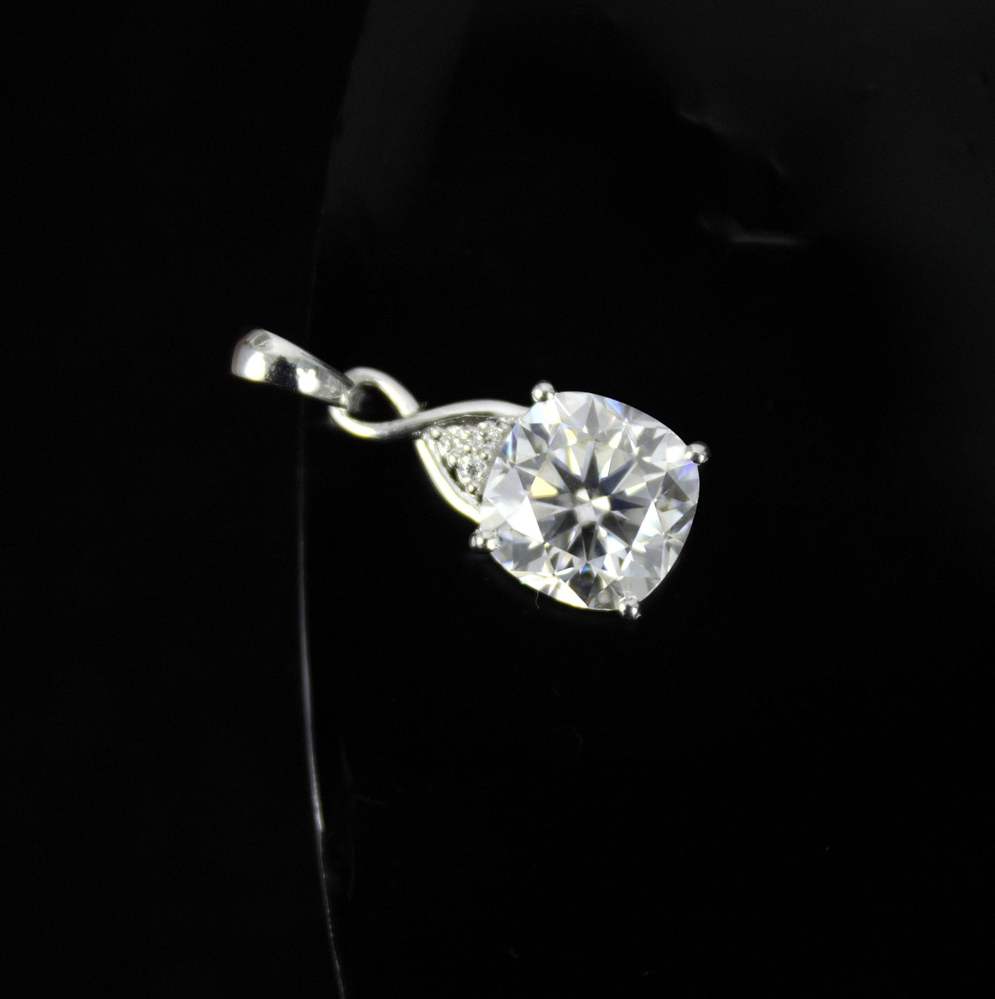 Cushion Cut Moissanite Charm Pendant, Victorian Style Pendant, Classic Solitaire Pendant For Women, 925 Sterling Silver Minimalist Pendant