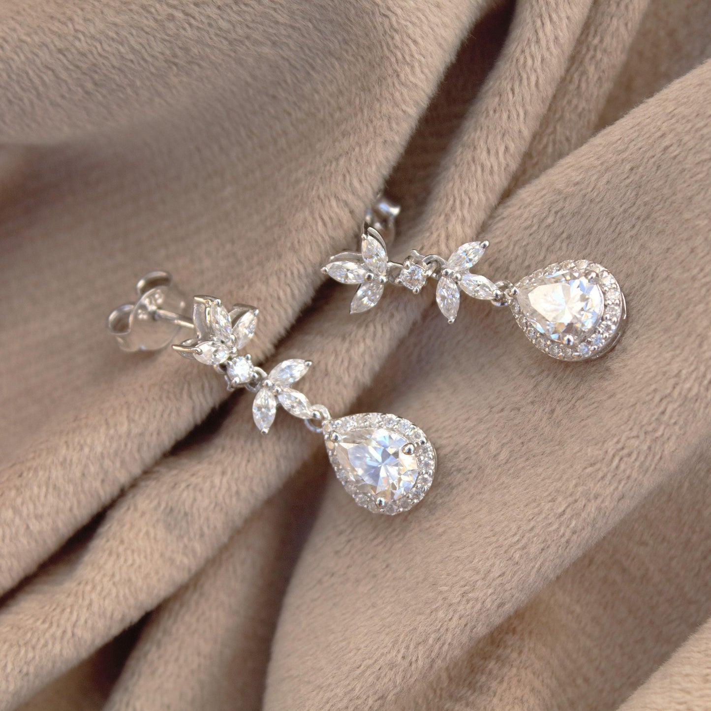 Teardrop Moissanite Earrings in 925 Sterling Silver, Drop and Dangle Earrings, Designer Statement Earrings for Women, Prefect Gift for Bride