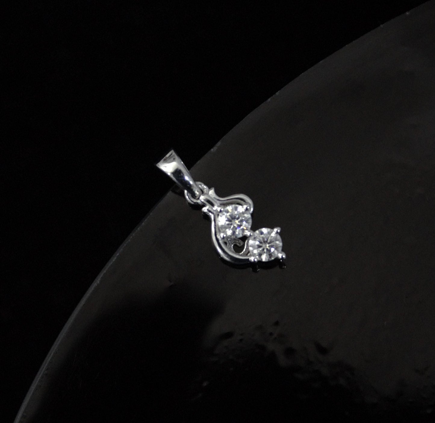 Colorless Moissanite 925 Sterling Silver Charm Pendant, Round Cut Designer Pendant, Silver Minimalist Jewelry, Birthday Gift for Women