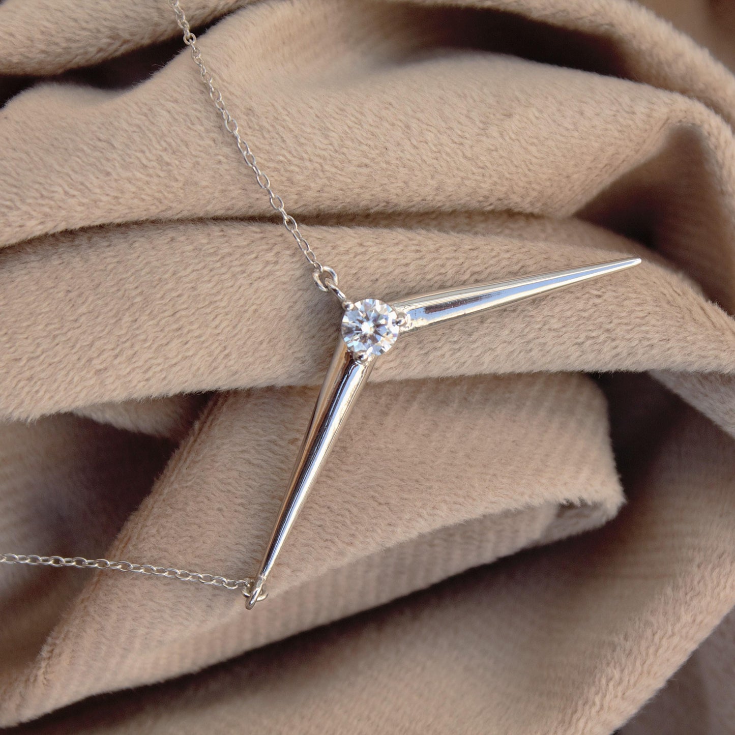 Moissanite Single Stone Necklace, Delicate Moissanite Necklace With 925 Stamped, Lightweight Silver Necklace Birthday Gift for Daughter