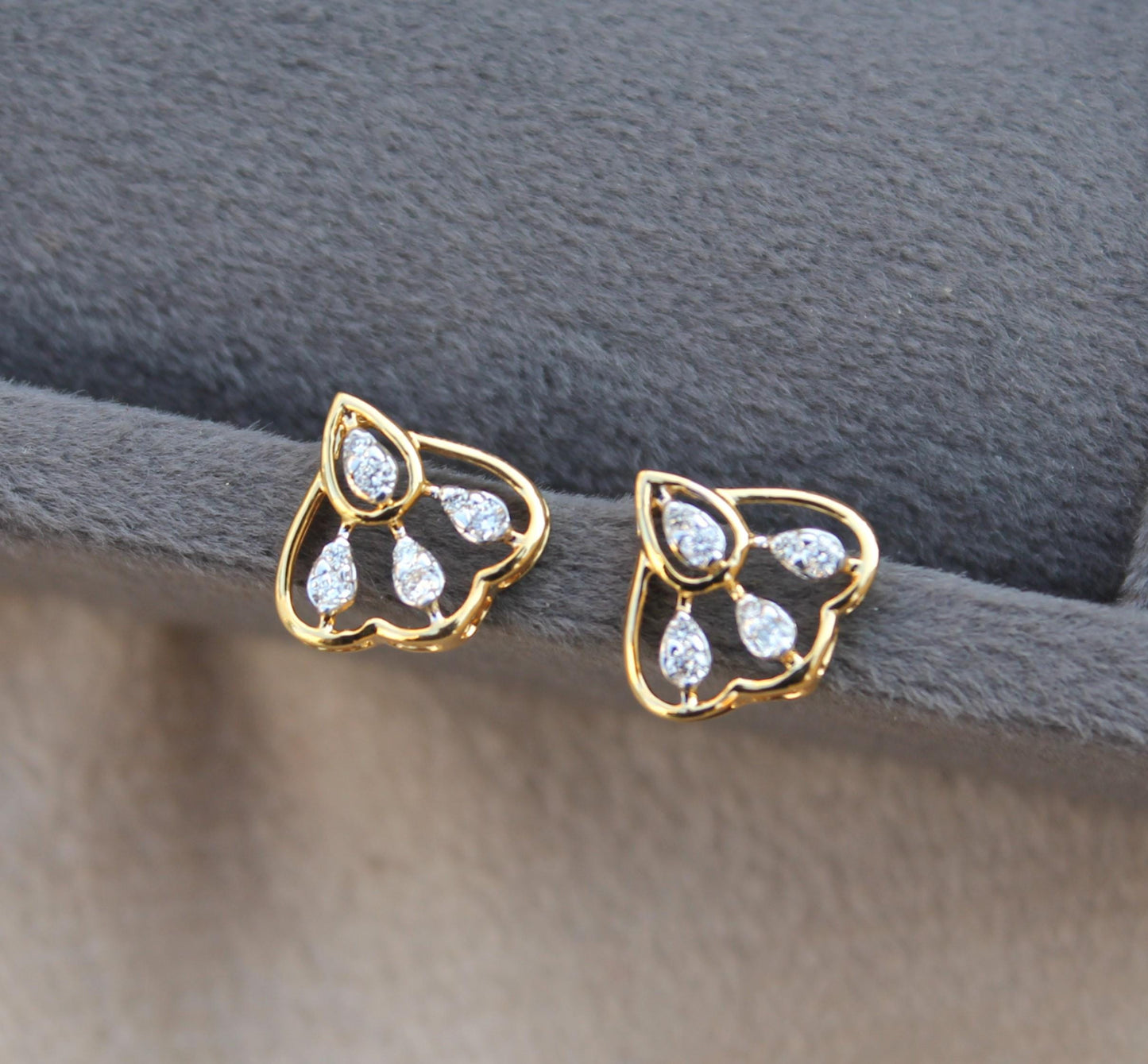 Natural Diamond IGI Certified Gold Jewelry Set, Designer Minimalist Necklace Earrings Set for Her, Dainty Diamond Gold Jewelry Gift For Her