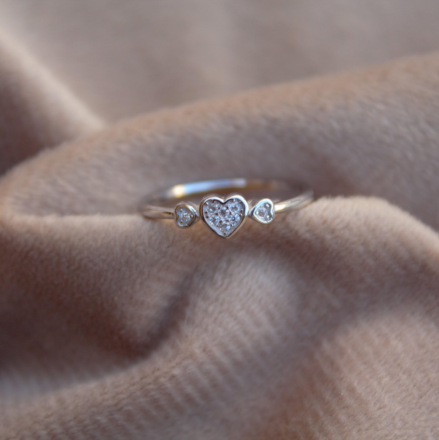 Cubic Zirconia Silver Heart Ring, 925 Sterling Silver Handmade Ring, Minimalist Thin Ring Gift for Women, CZ Anniversary Ring, Propose Ring