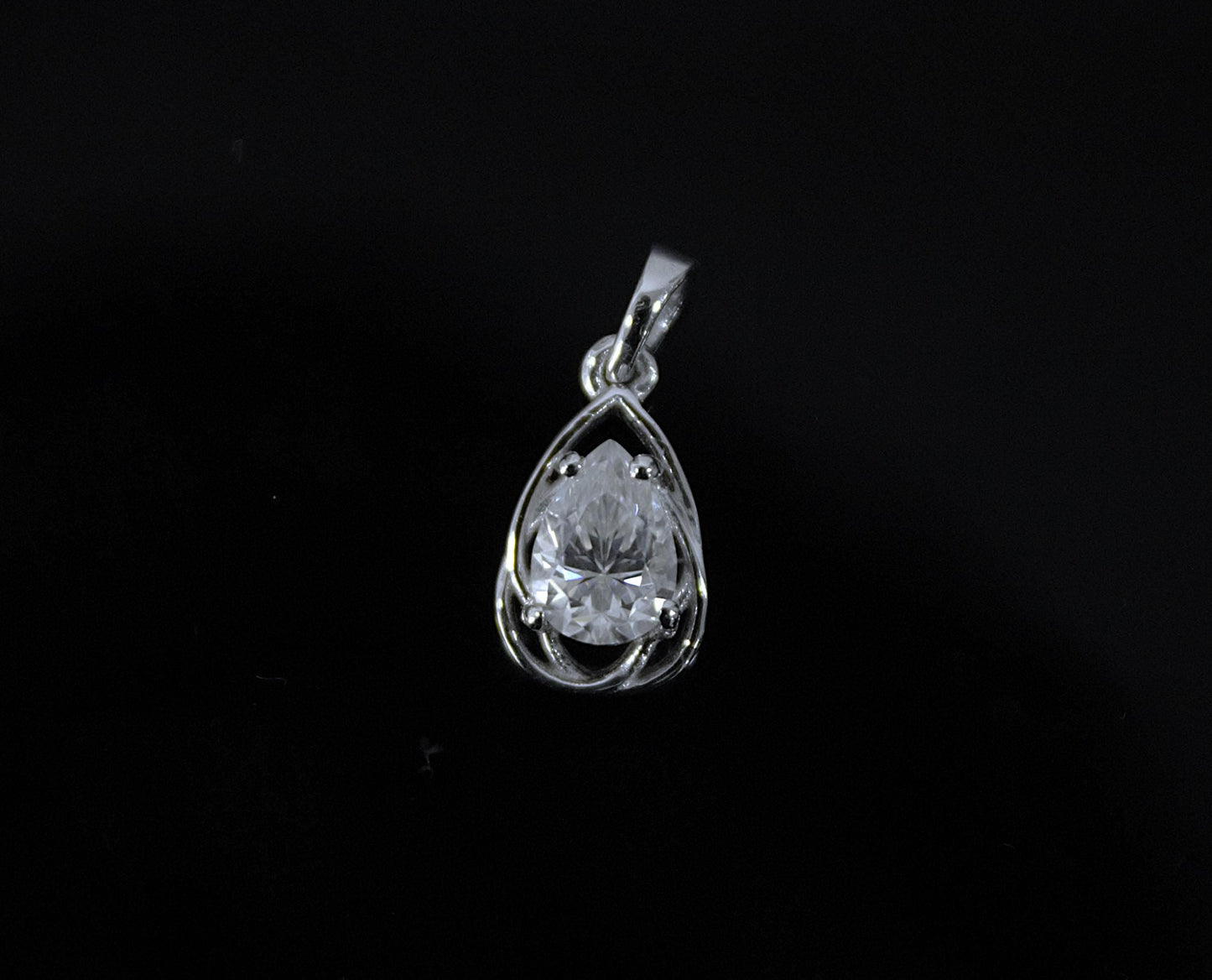 White Moissanite Pear Cut Pendant, 925 Sterling Silver Dainty Pendant, Silver Tiny Pendant, Silver Charm Pendant, Perfect Anniversary Gift