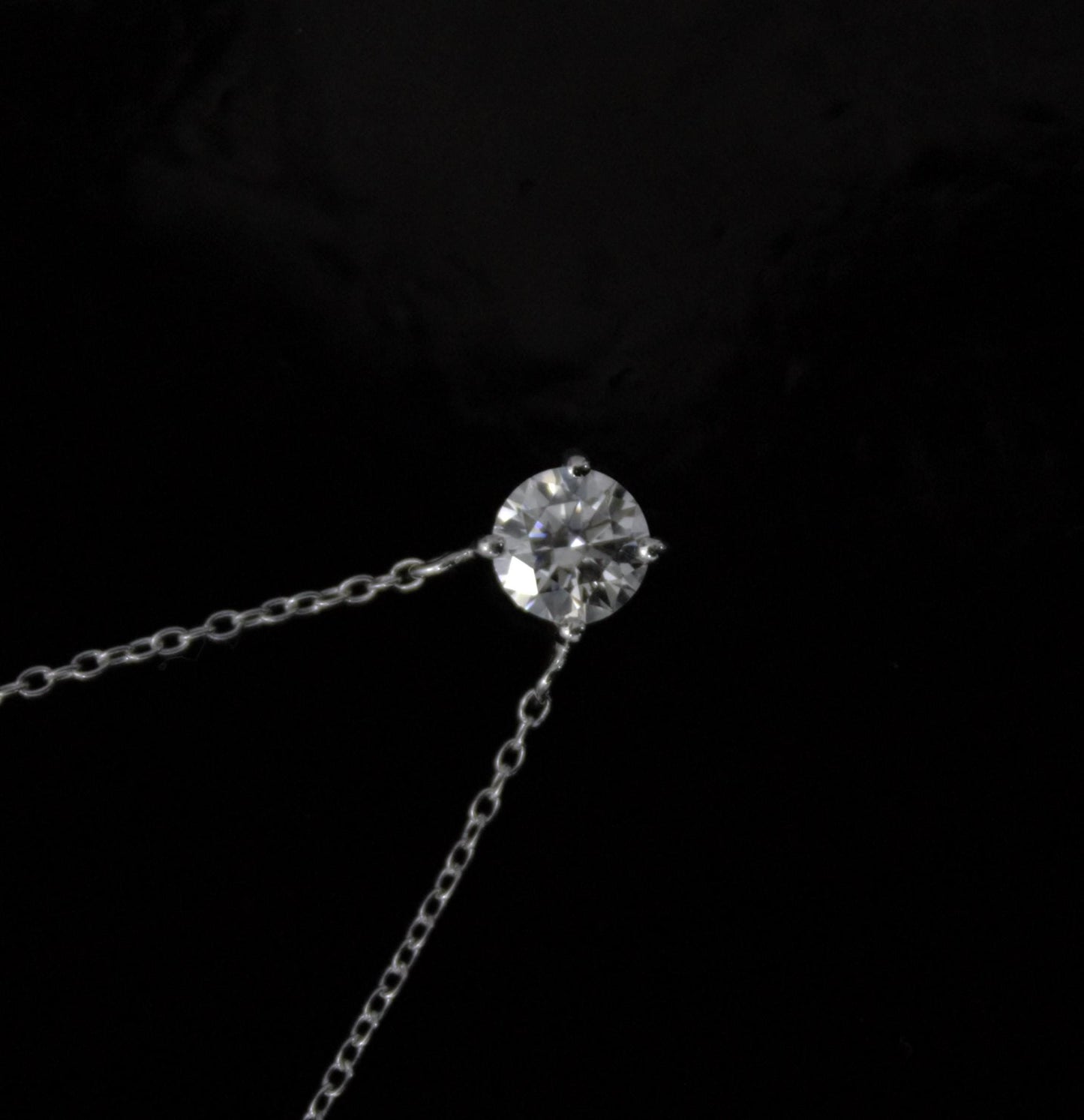 Classic Round Cut Moissanite Pendant with Chain, 925 Sterling Silver Moissanite Chain Necklace, Dainty Solitaire Pendant Necklace for Women