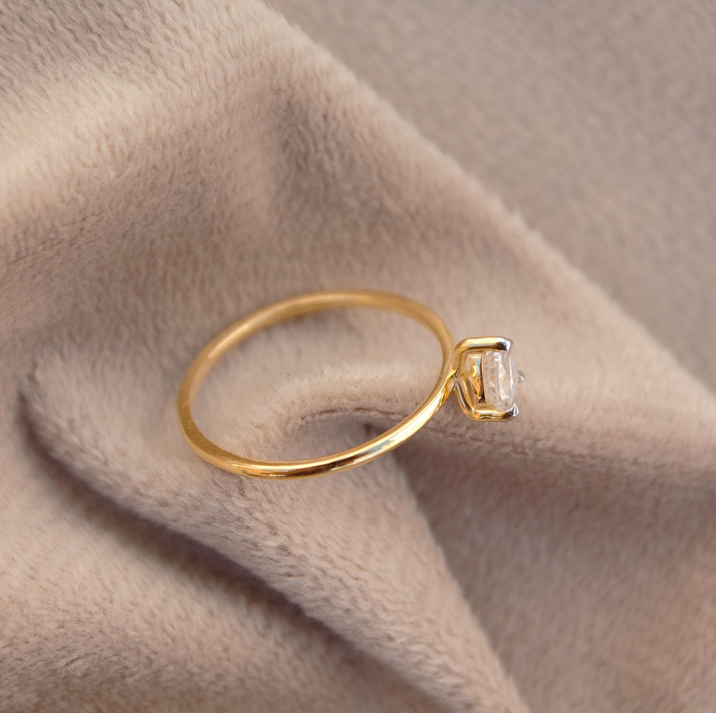 D Color VVS1 Moissanite Ring, 18K Solid Gold Heart Ring, 3 Prong Setting Gold Ring, Minimalist Moissanite Gold Heart Ring For Her