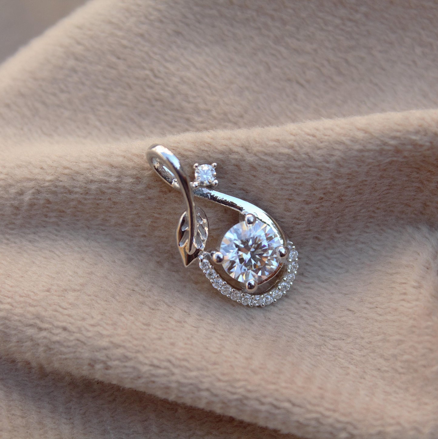 Minimalist Round Cut Moissanite Pendant in 925Sterling Silver, Designer Dainty Pendant, Small Pendant for Chain, New Arrival Pendant for Her