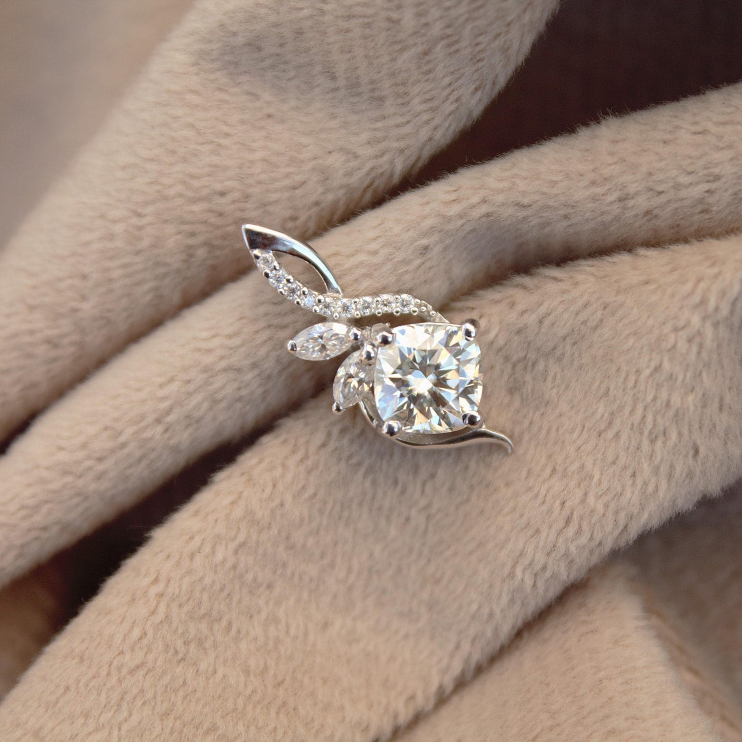 Cushion Shaped Prong Set Moissanite Pendant, 925 Sterling Silver Pendant, Designer Dainty Pendant for Her, Perfect Gift for Mother's Day