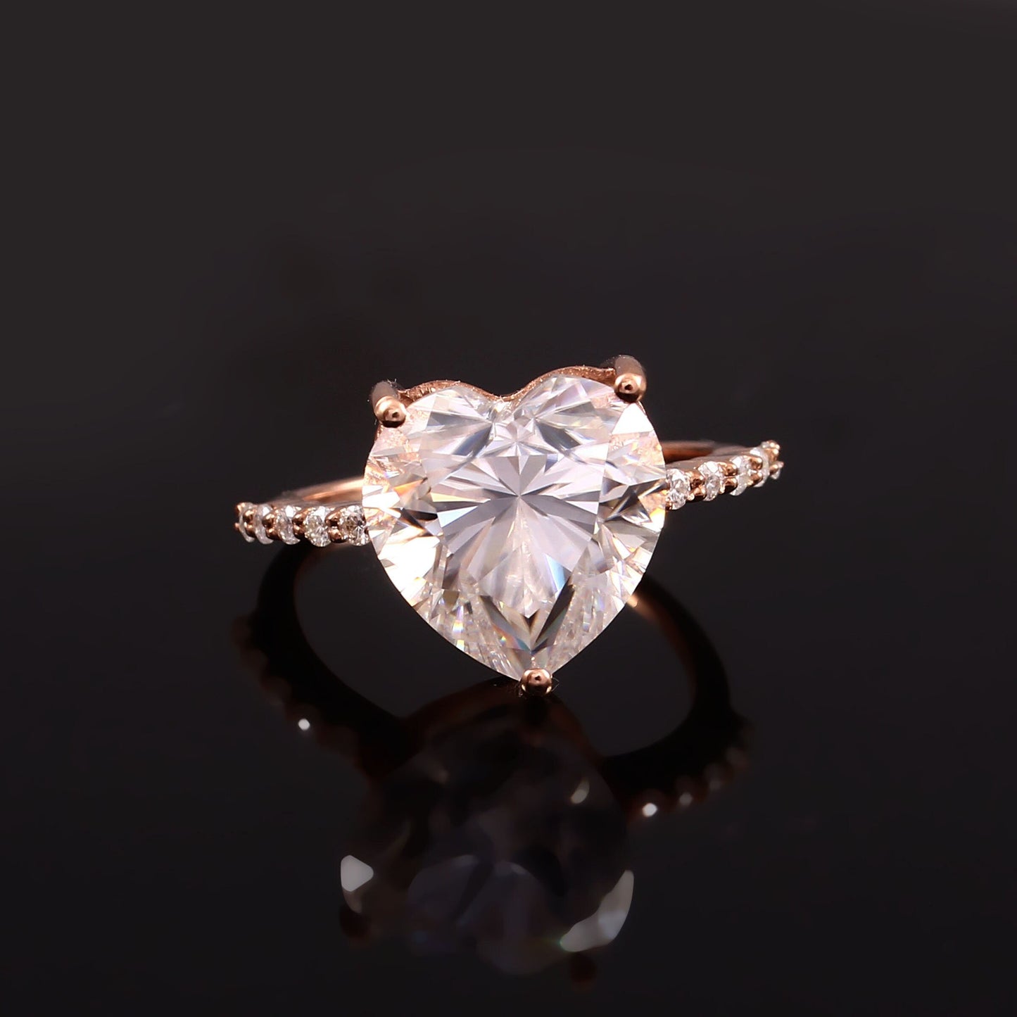 Lab Grown Heart shape Diamond Gold Ring- IGI Certified Diamond Ring