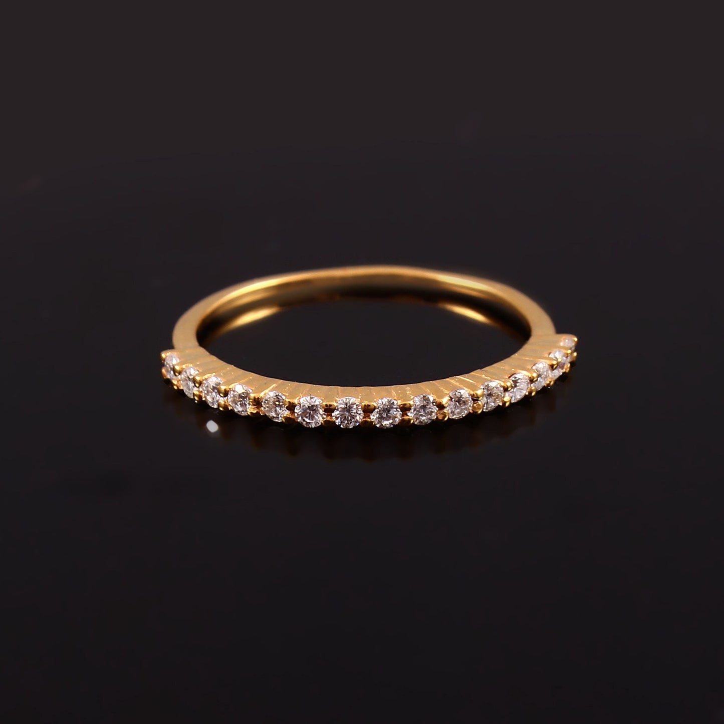 Round Cut Lab Diamond Gold Ring - Half Eternity Band