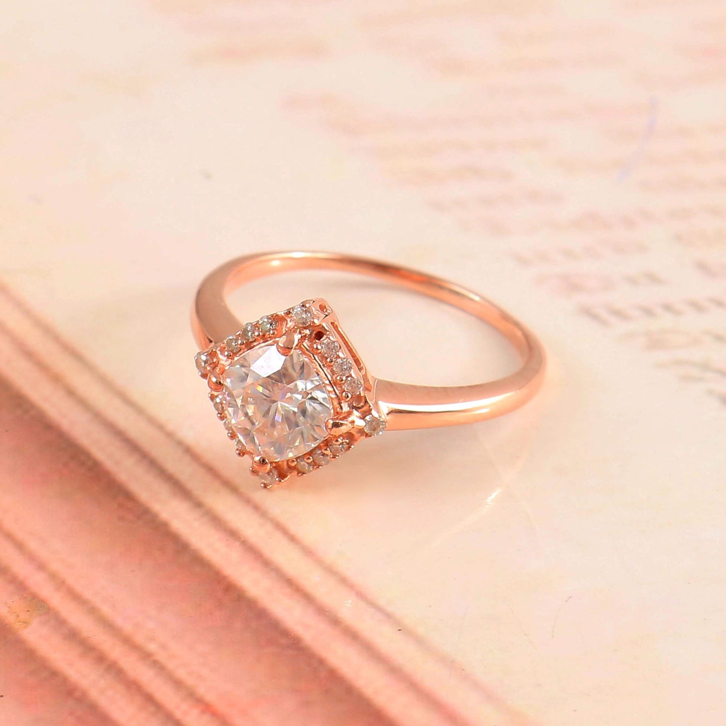 1 carat solitaire Dainty Lab Made Diamond Ring - Solid Gold