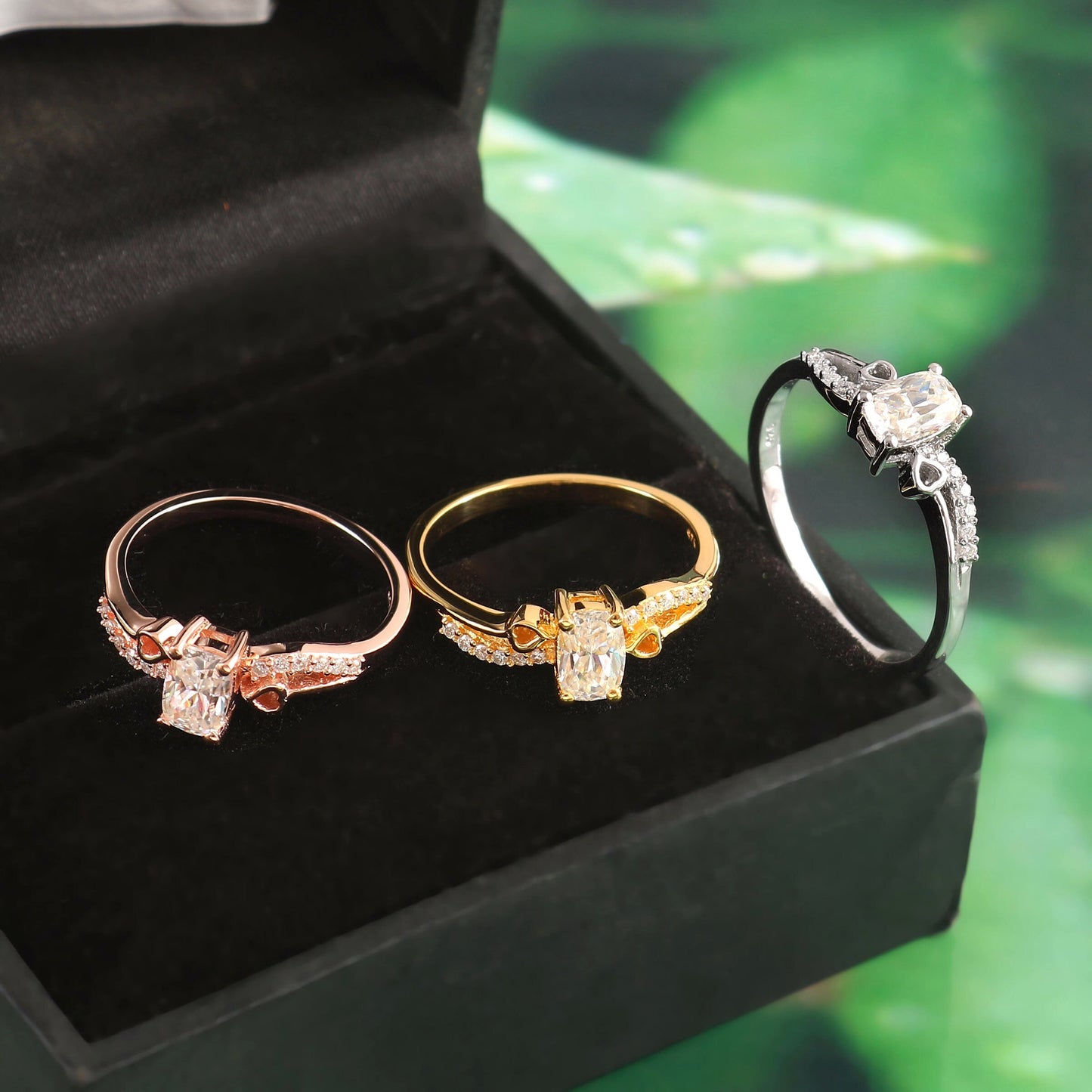 Elongated Cushion Lab diamond solitaire ring